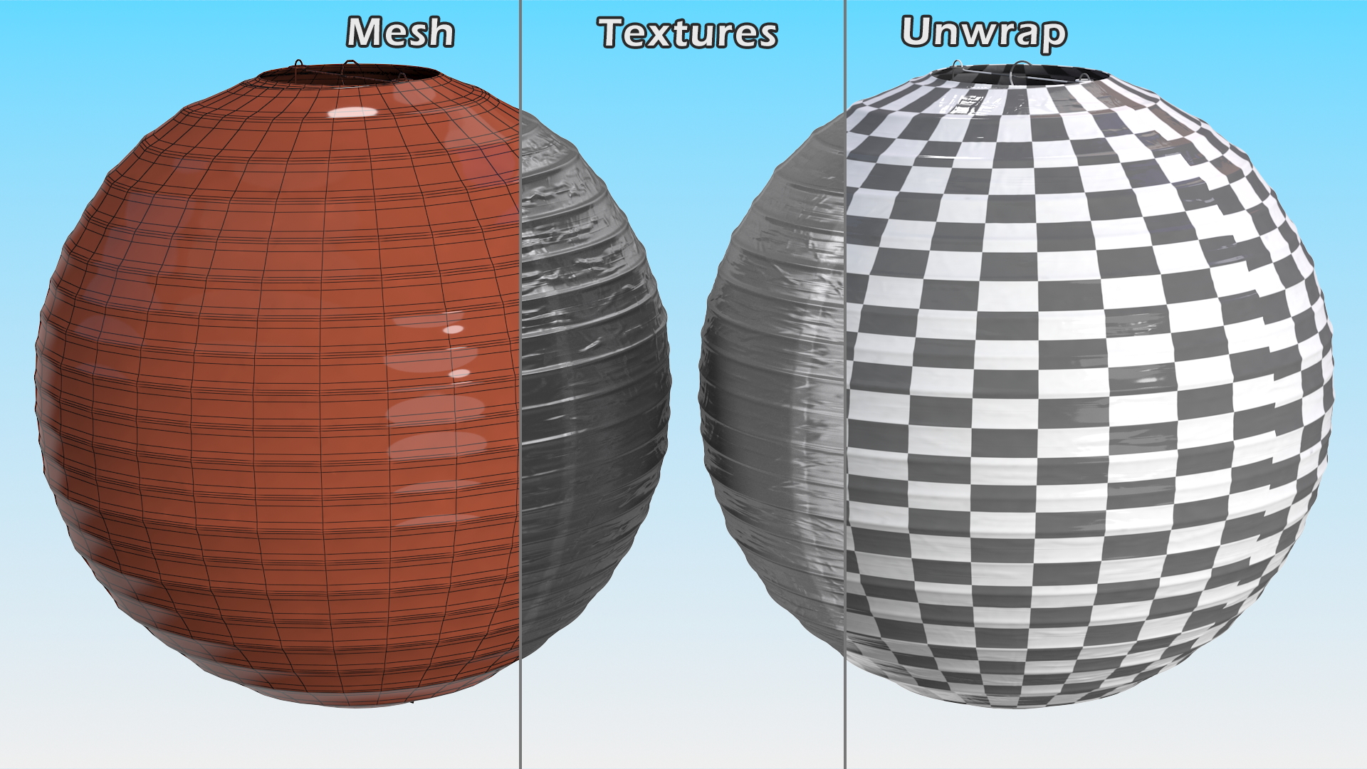Round Paper Lantern Grey 3D model