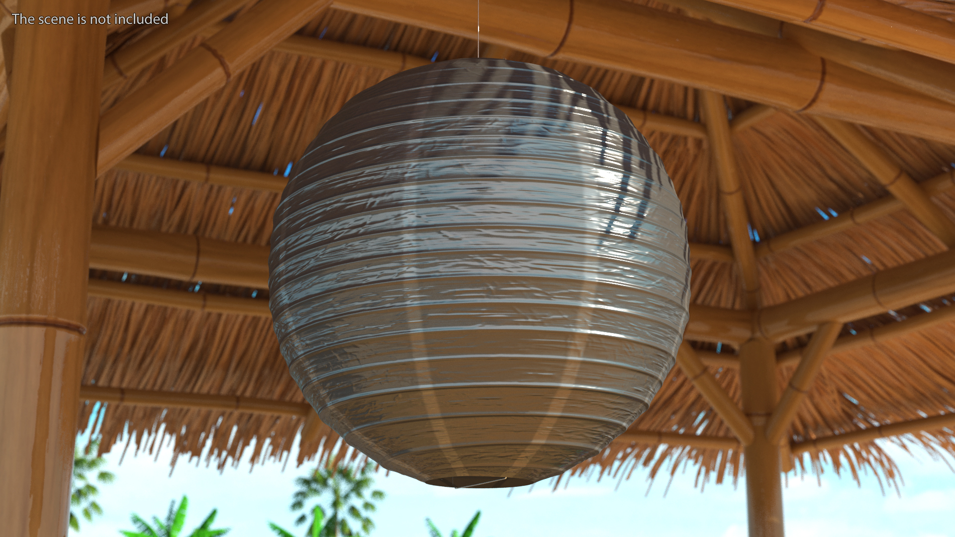 Round Paper Lantern Grey 3D model