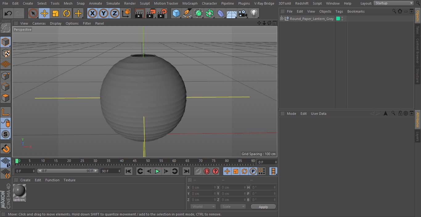 Round Paper Lantern Grey 3D model