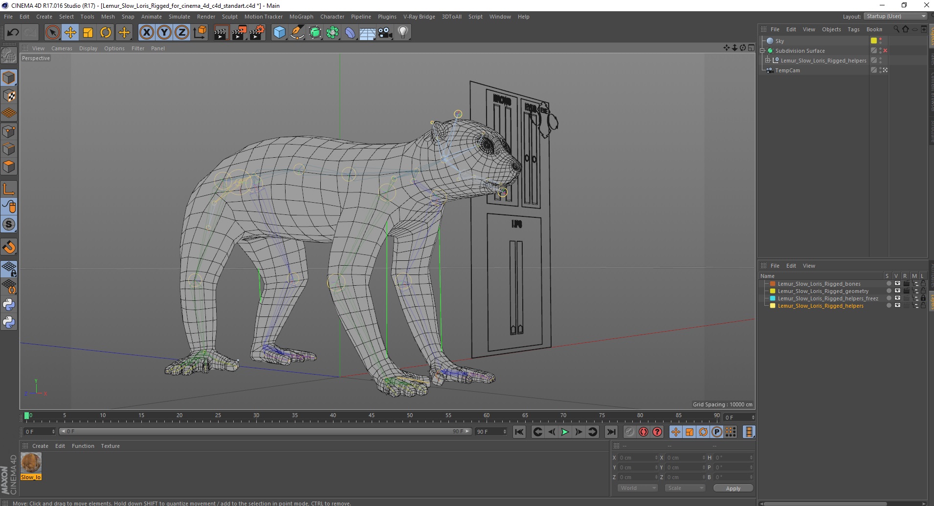 Lemur Slow Loris Rigged for Cinema 4D 3D