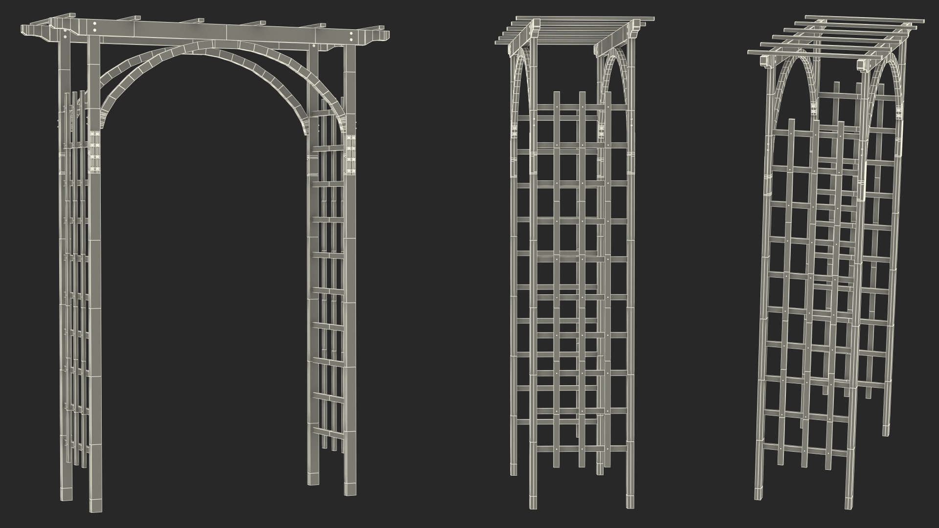 3D Wooden Garden Arch Arbor Red model
