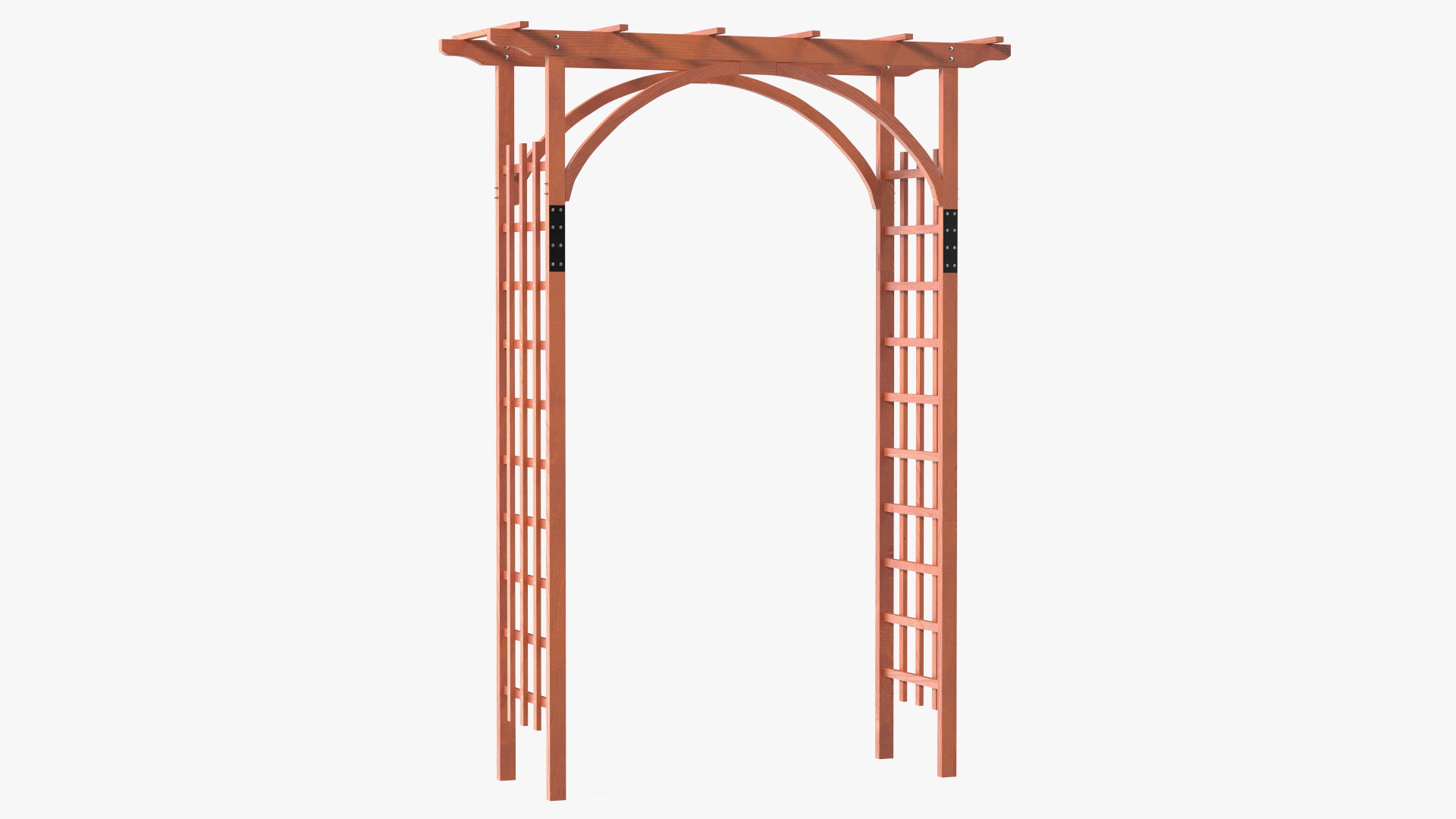3D Wooden Garden Arch Arbor Red model