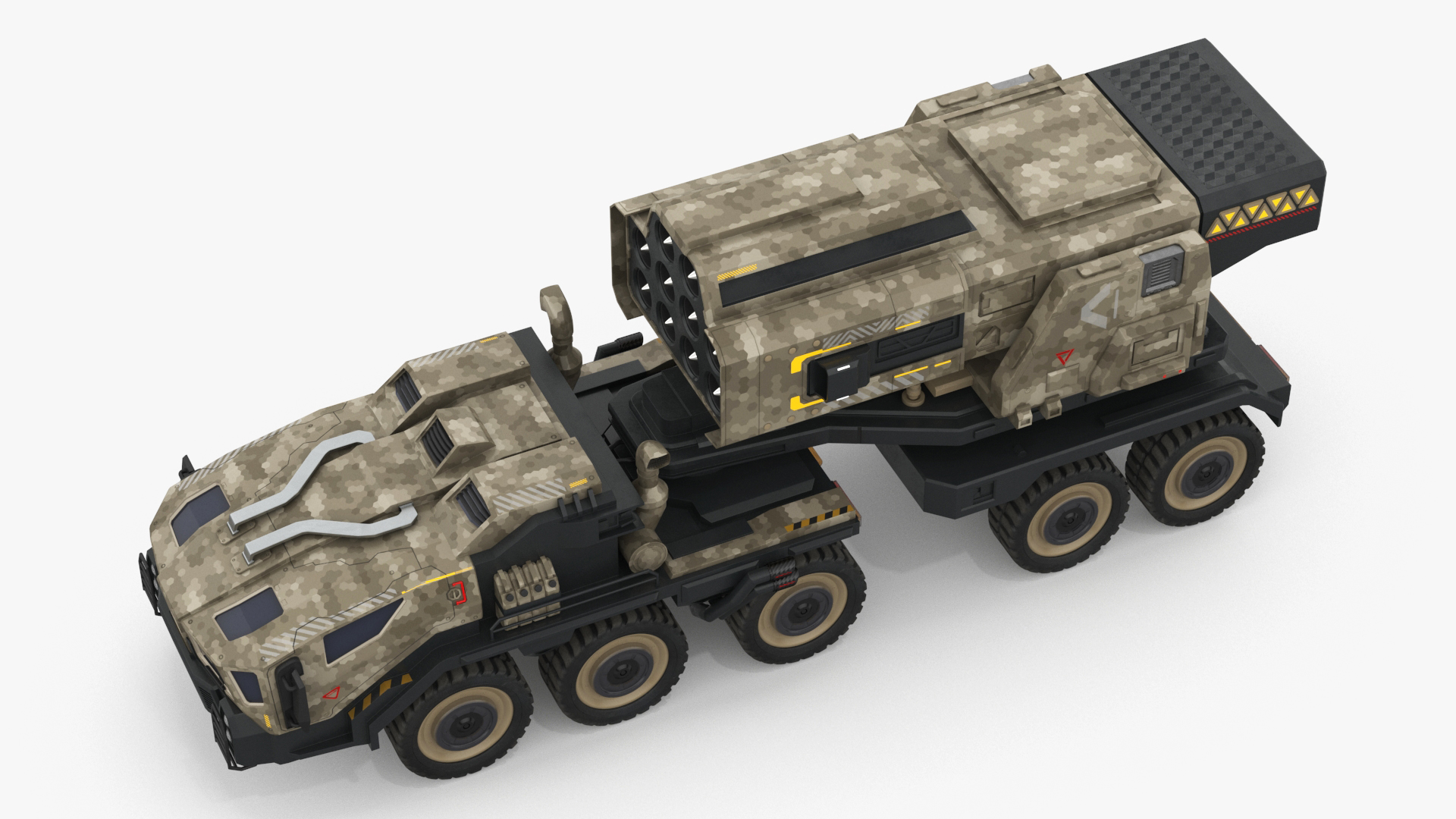 Military Sci Fi Rocket Launcher Truck 3D