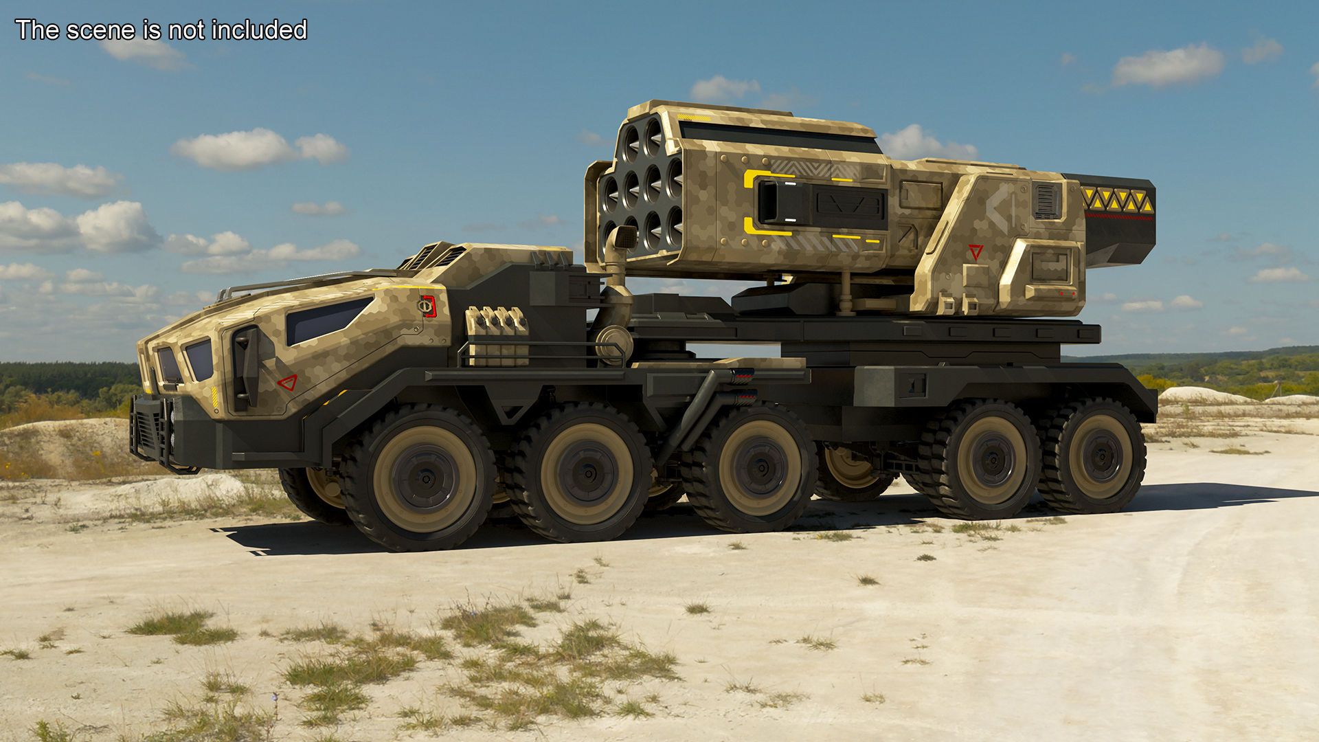 Military Sci Fi Rocket Launcher Truck 3D