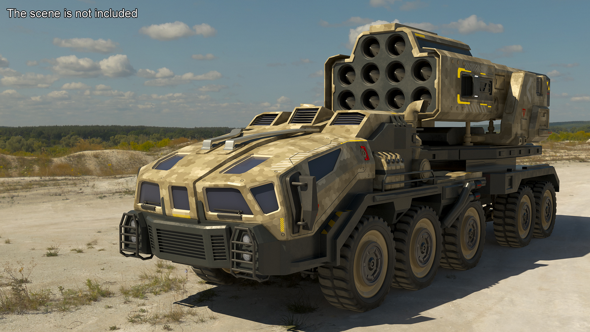 Military Sci Fi Rocket Launcher Truck 3D