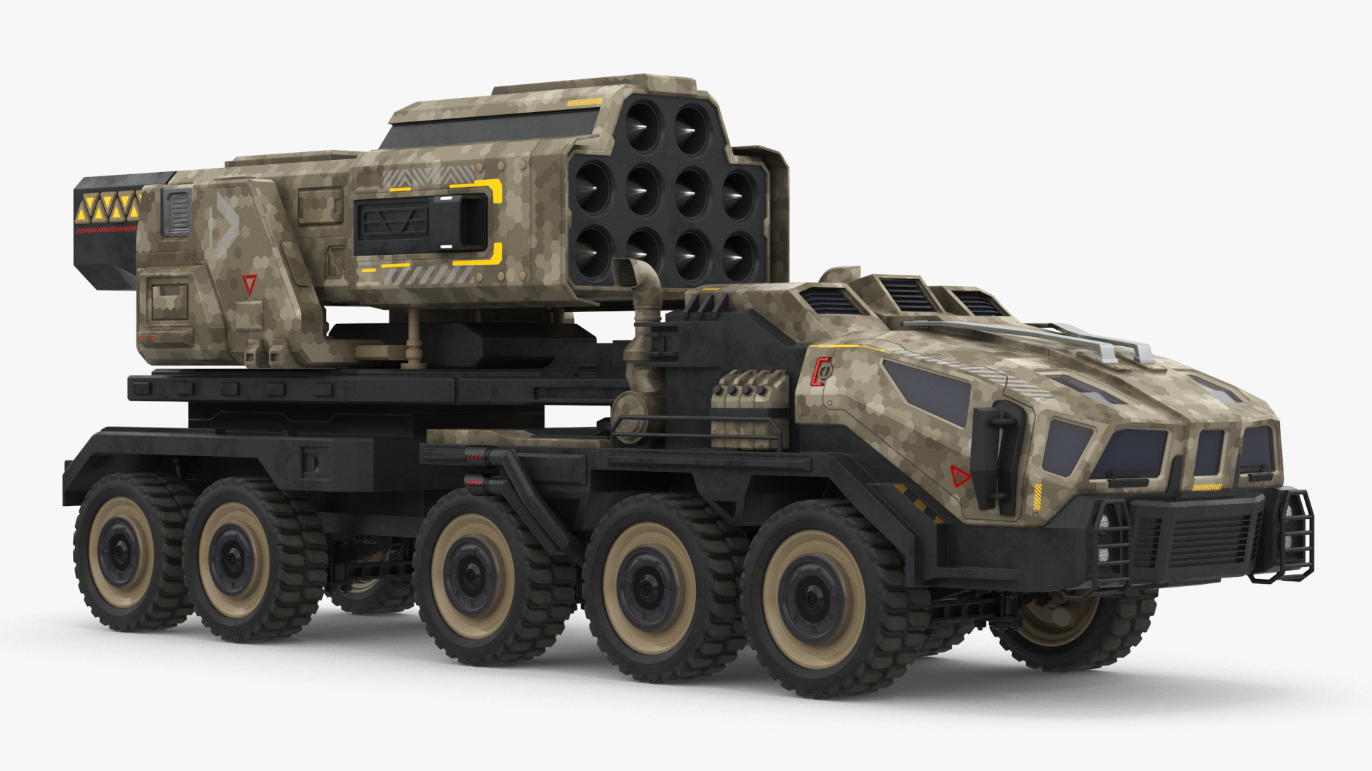 Military Sci Fi Rocket Launcher Truck 3D