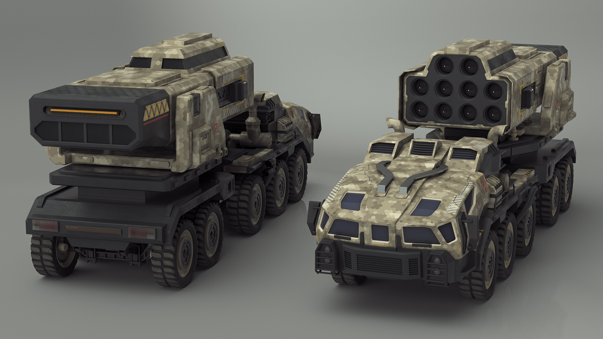 Military Sci Fi Rocket Launcher Truck 3D