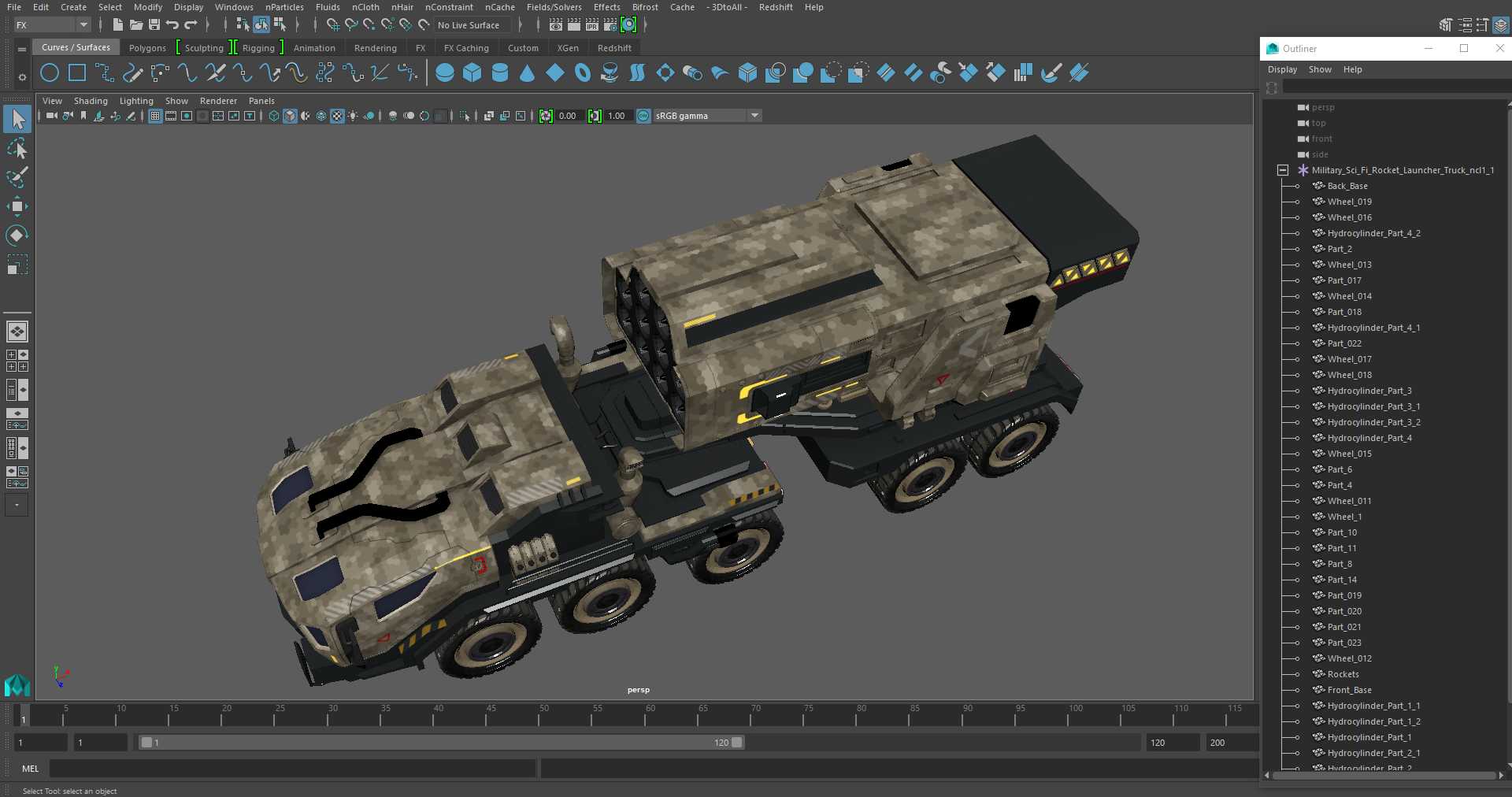 Military Sci Fi Rocket Launcher Truck 3D