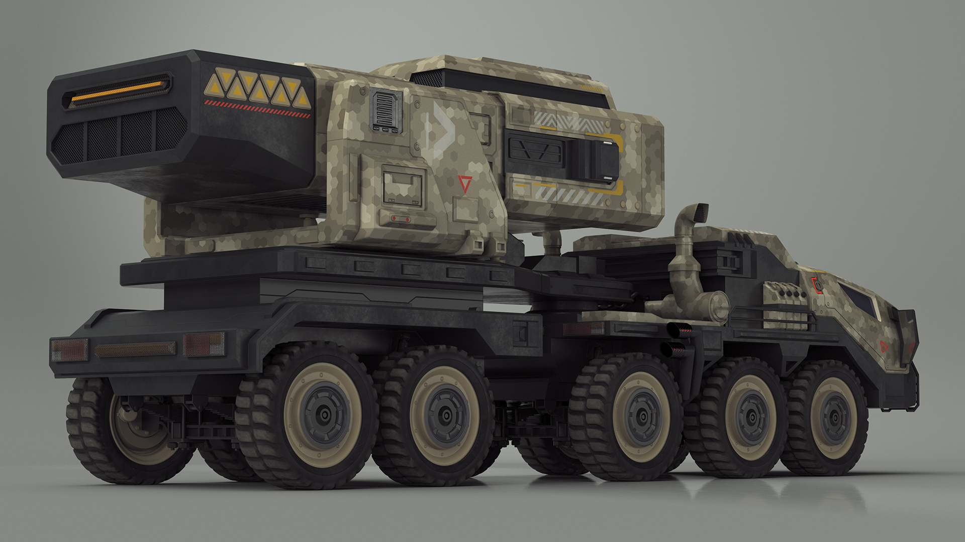 Military Sci Fi Rocket Launcher Truck 3D