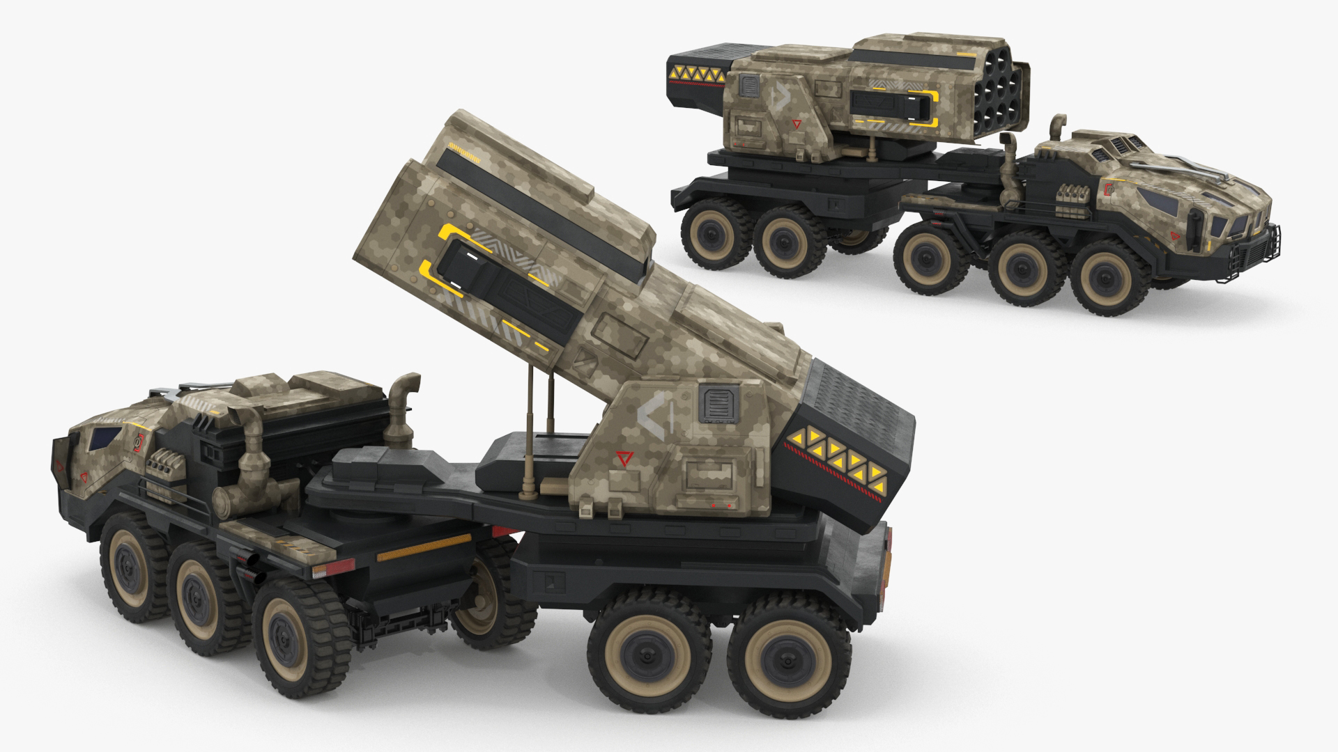 Military Sci Fi Rocket Launcher Truck 3D