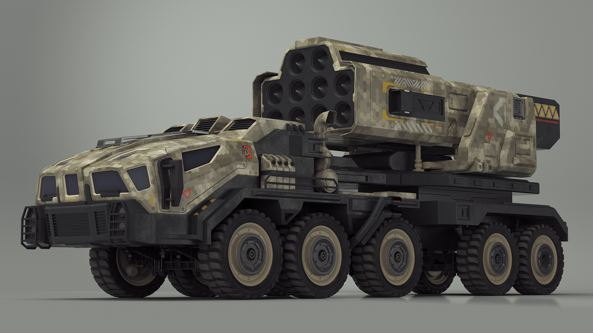 Military Sci Fi Rocket Launcher Truck 3D