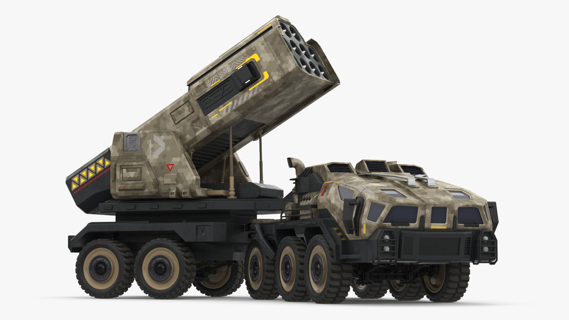 Military Sci Fi Rocket Launcher Truck 3D