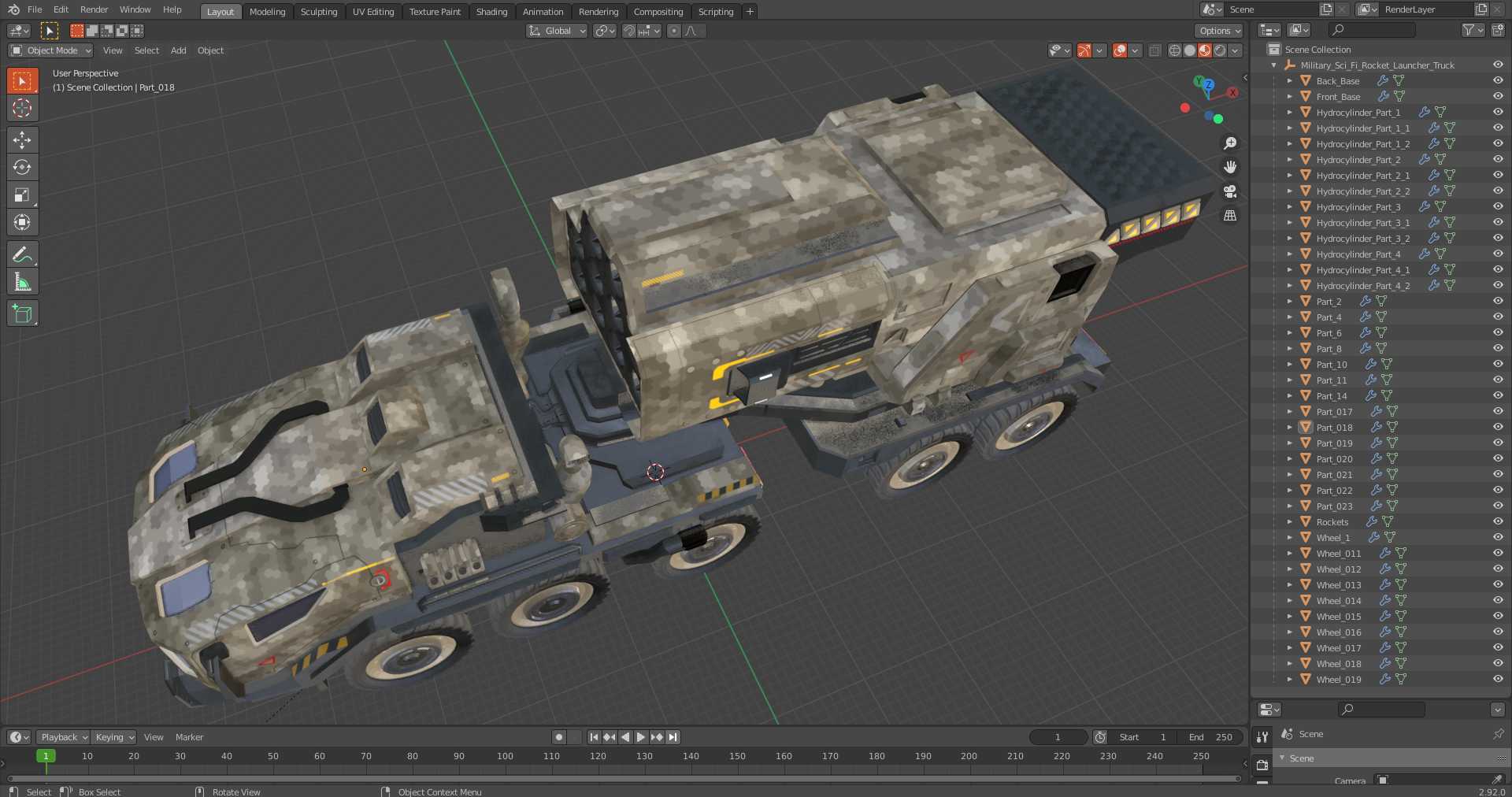 Military Sci Fi Rocket Launcher Truck 3D