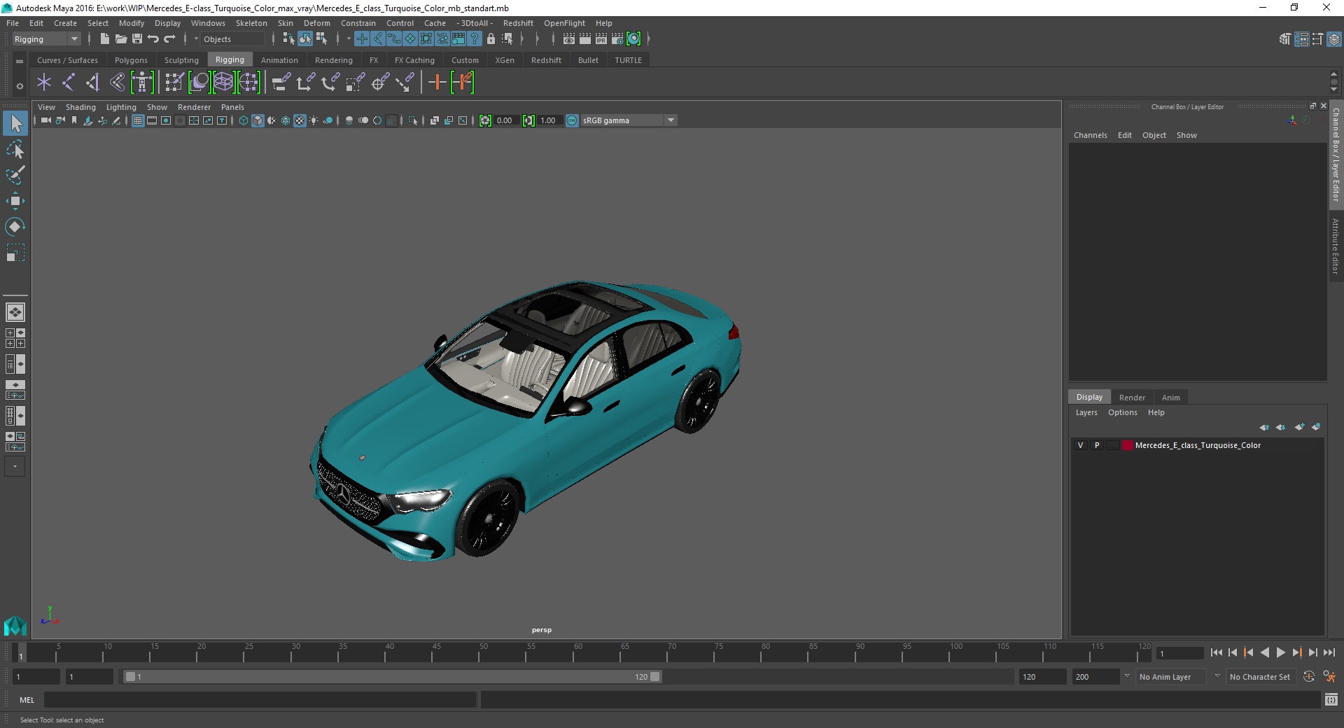 Mercedes E-class Turquoise Color 3D