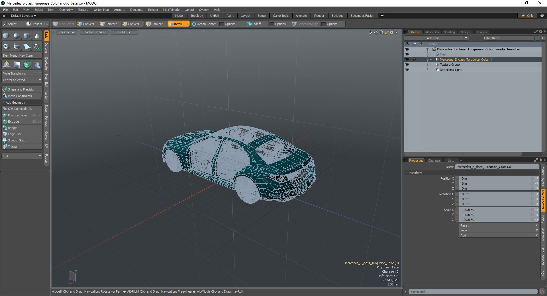 Mercedes E-class Turquoise Color 3D