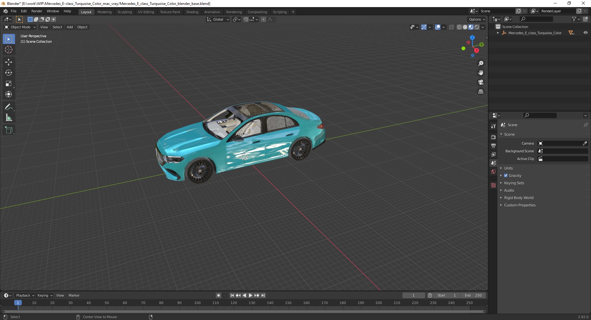 Mercedes E-class Turquoise Color 3D