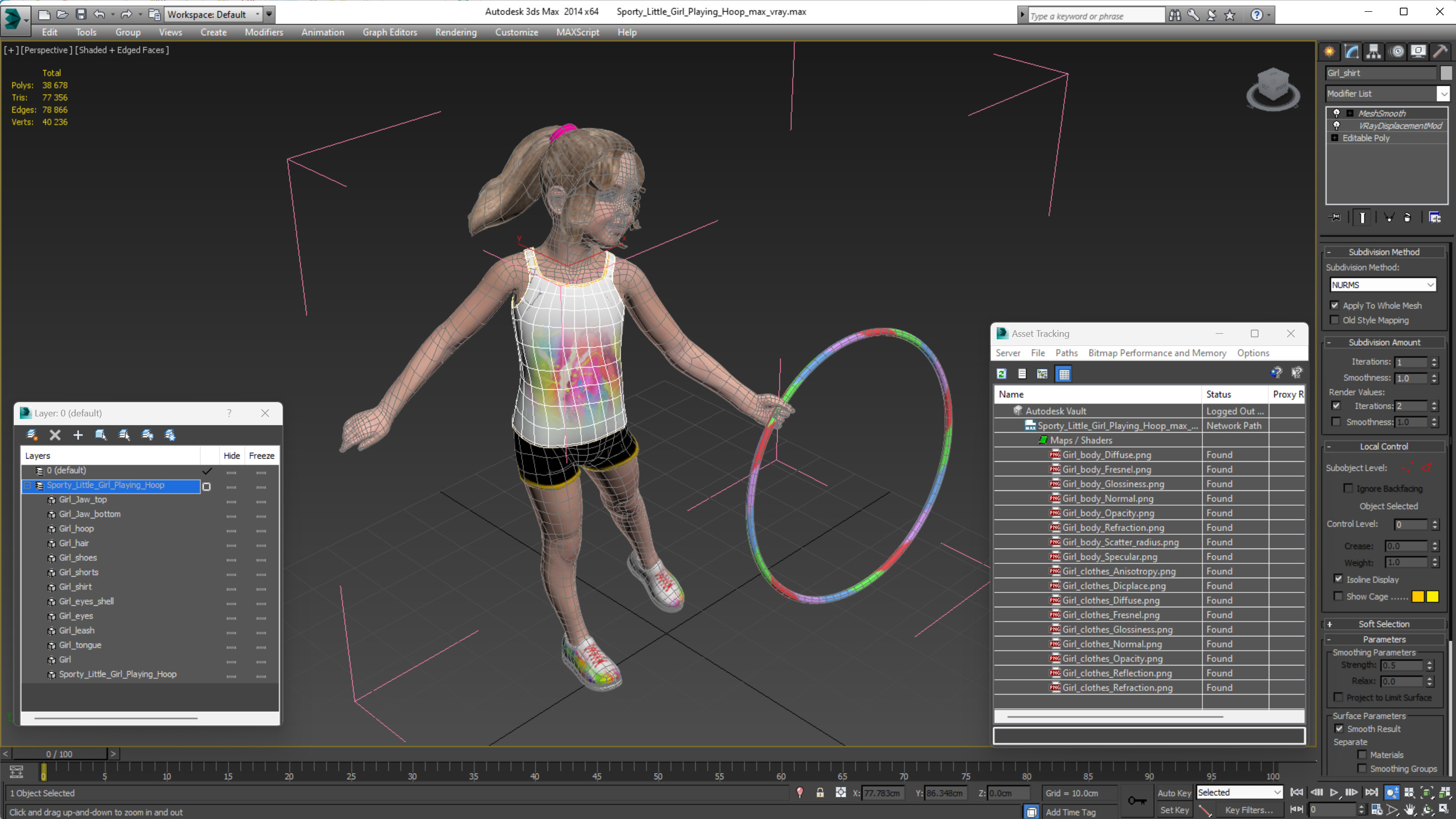 3D Sporty Little Girl Playing Hoop