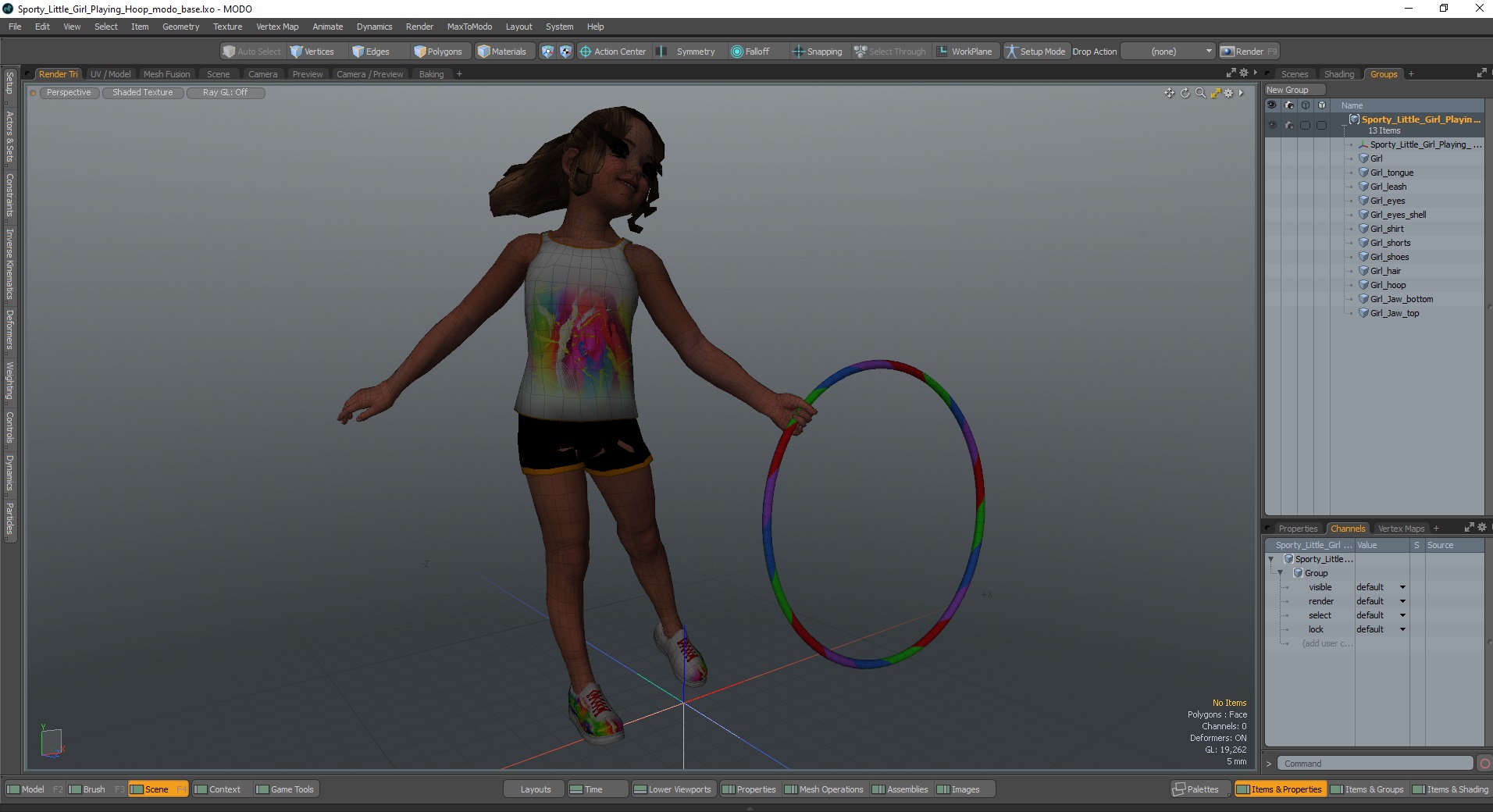 3D Sporty Little Girl Playing Hoop