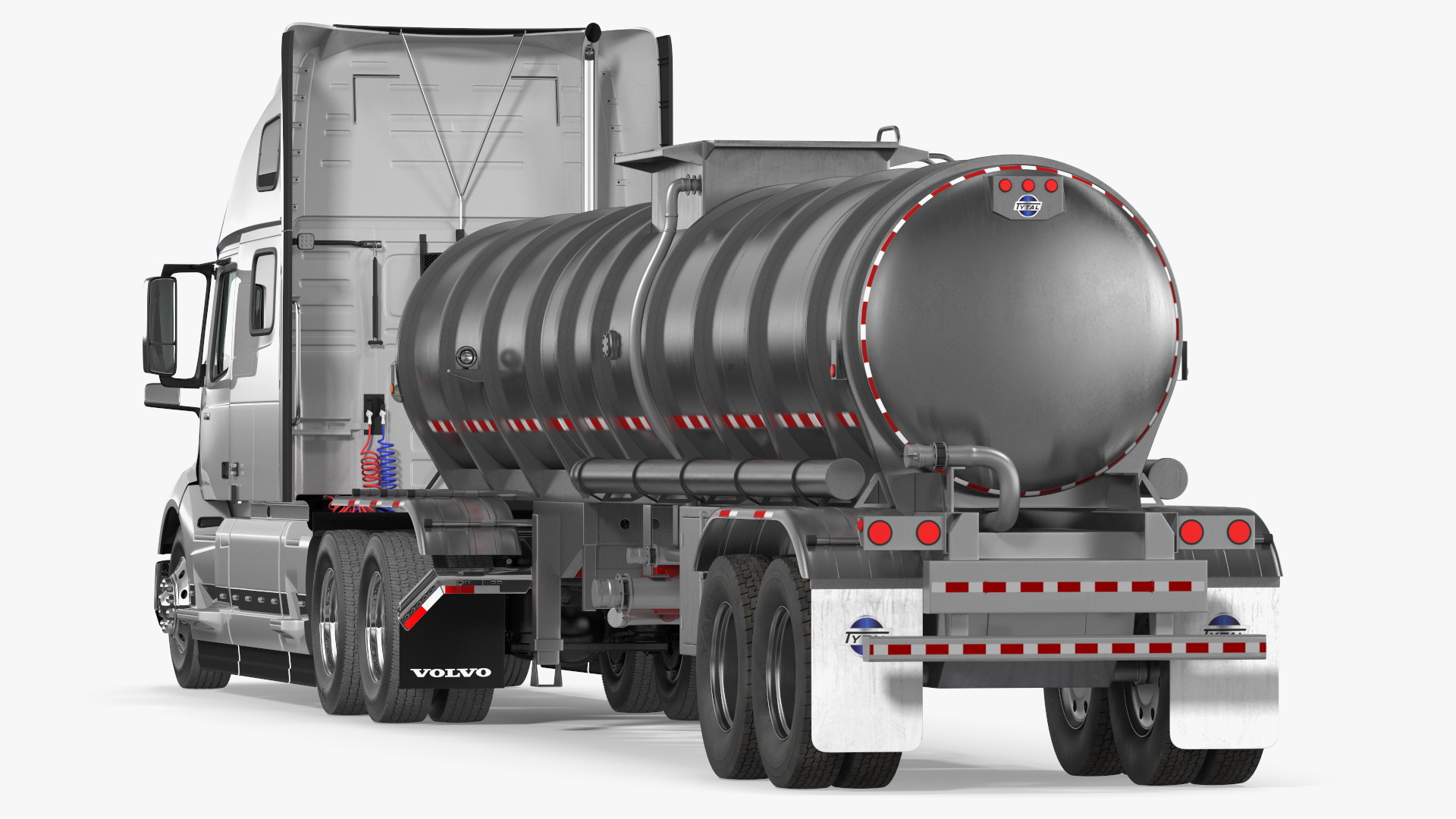 3D Volvo Truck with Tanker Trailer Rigged model