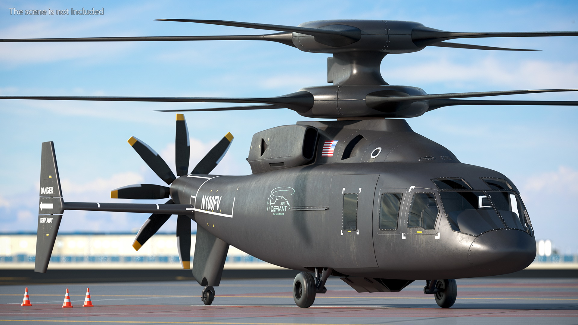 SB-1 Defiant Helicopter Rigged for Cinema 4D 3D model