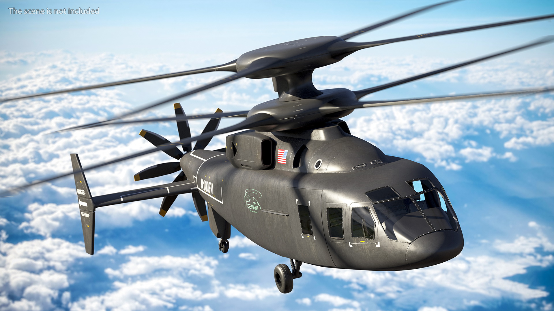 SB-1 Defiant Helicopter Rigged for Cinema 4D 3D model