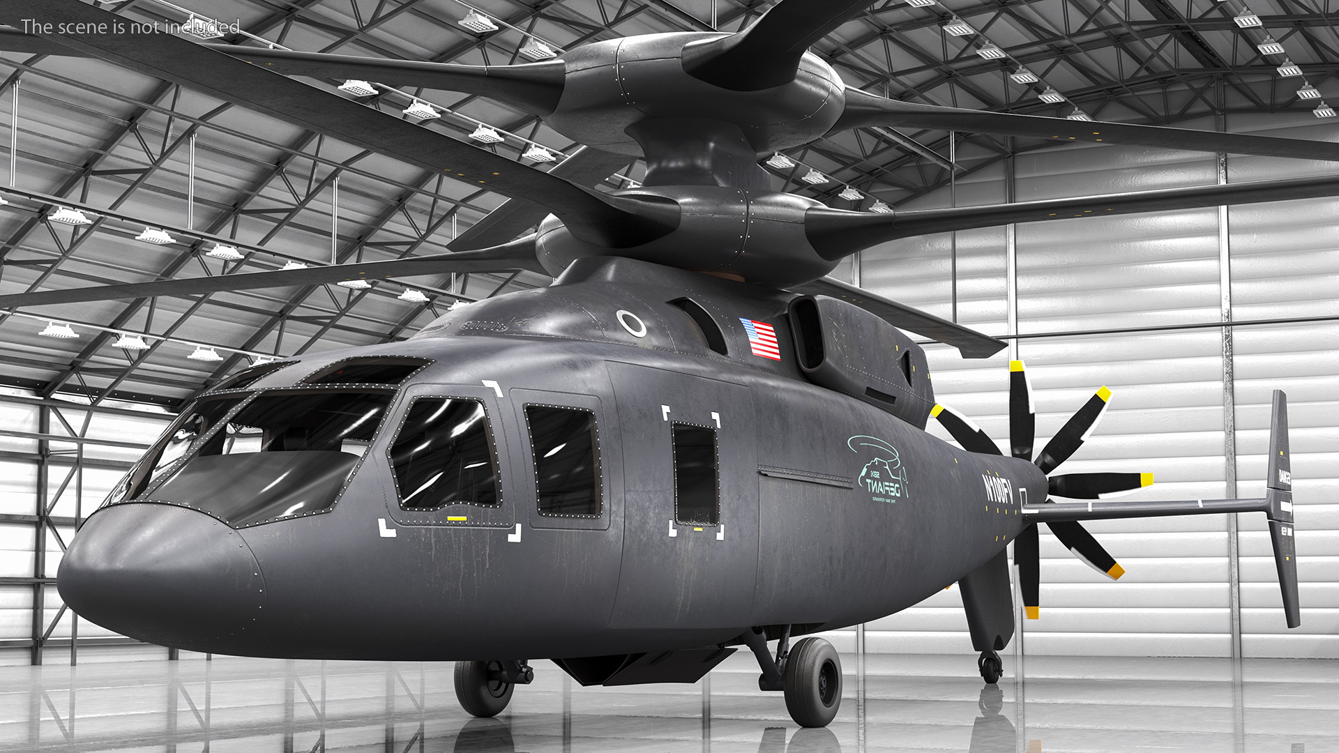 SB-1 Defiant Helicopter Rigged for Cinema 4D 3D model