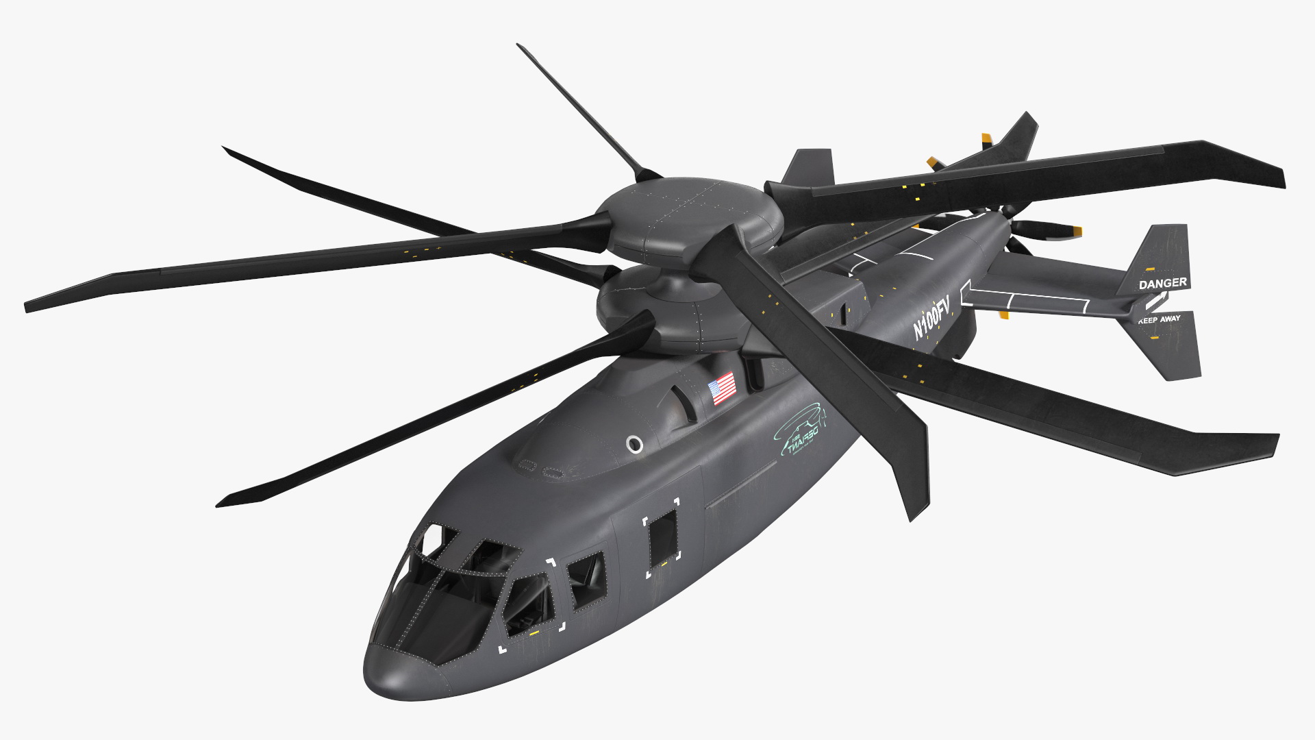 SB-1 Defiant Helicopter Rigged for Cinema 4D 3D model