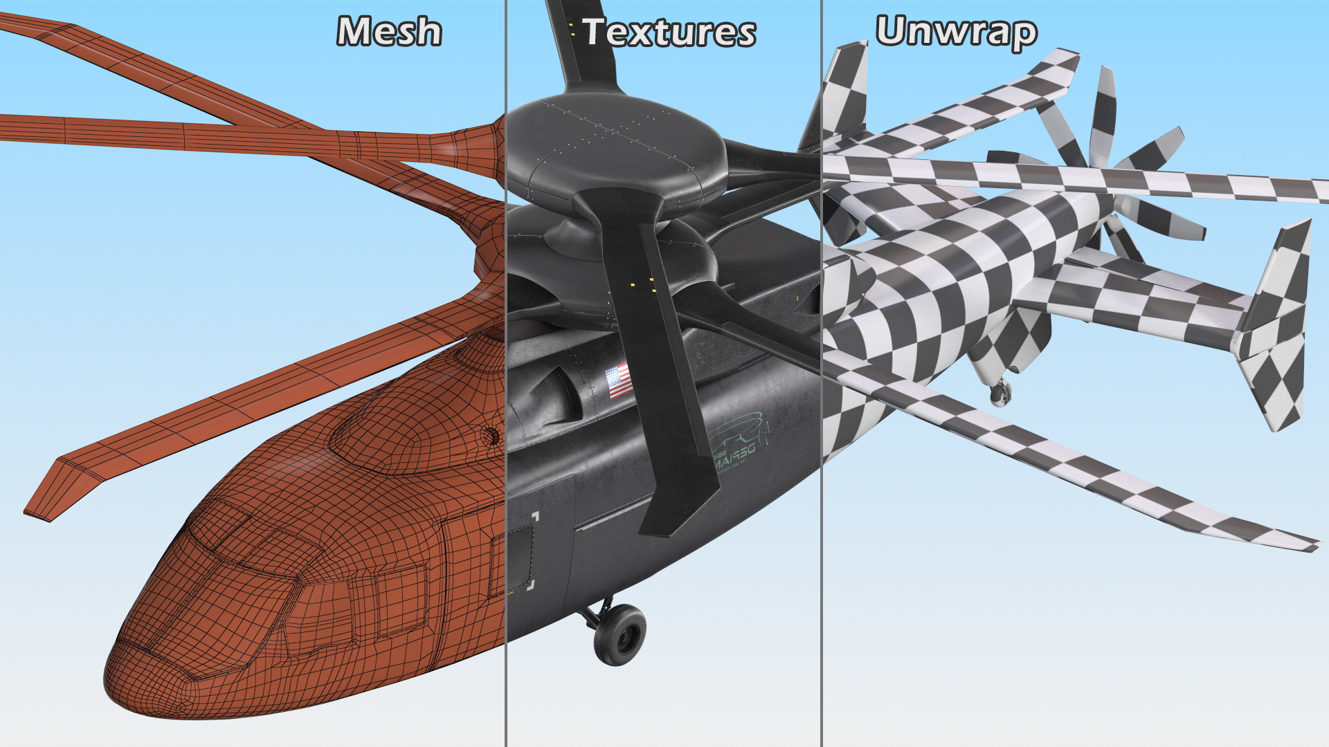 SB-1 Defiant Helicopter Rigged for Cinema 4D 3D model