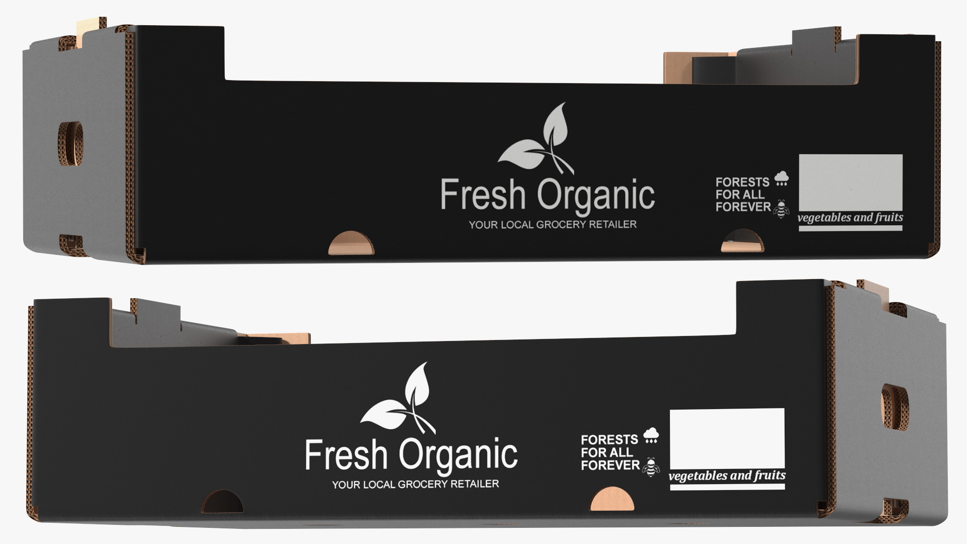 3D Stackable Corrugated Fruit and Vegetable Tray Black