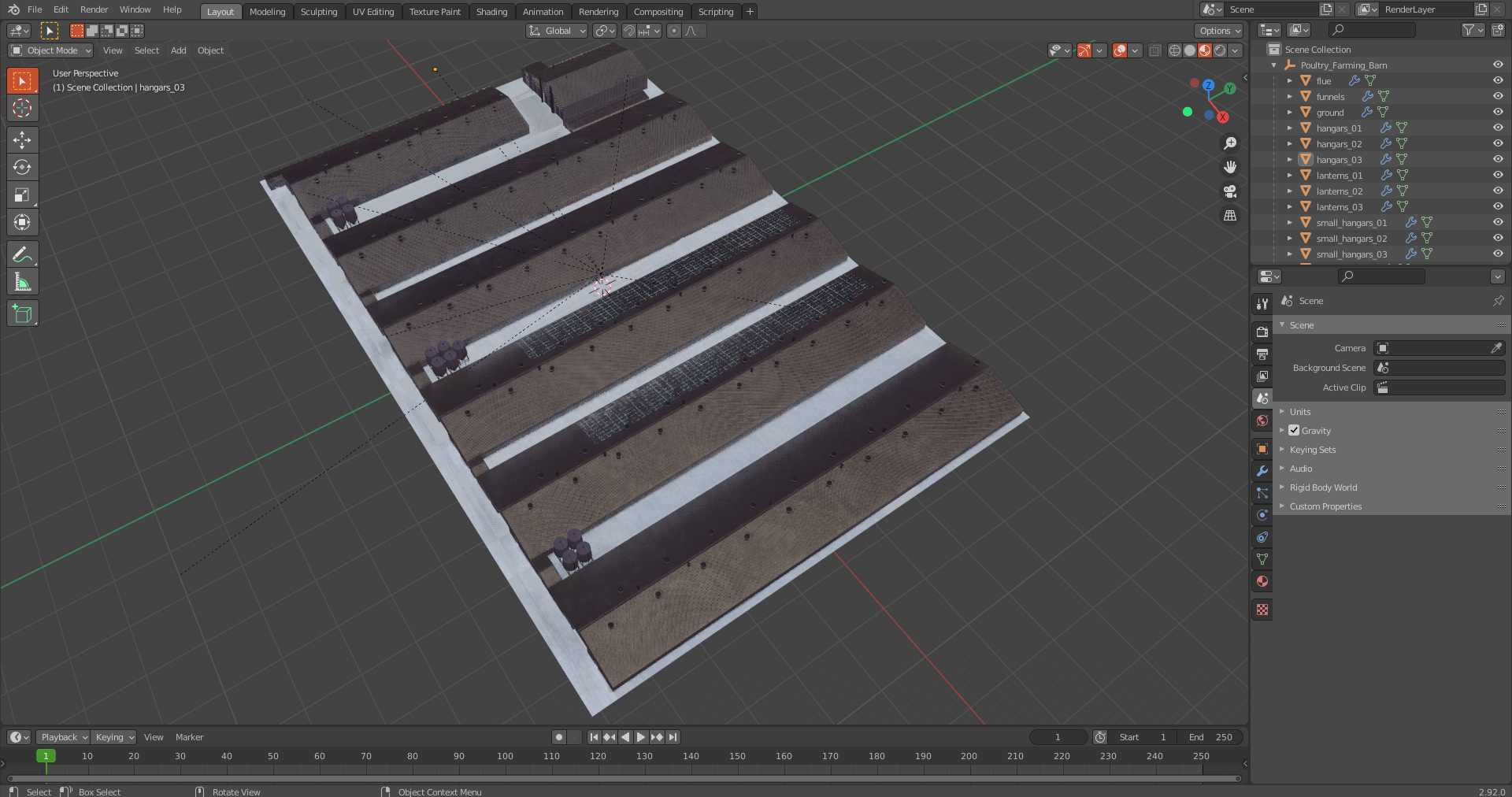 3D model Poultry Farming Barn