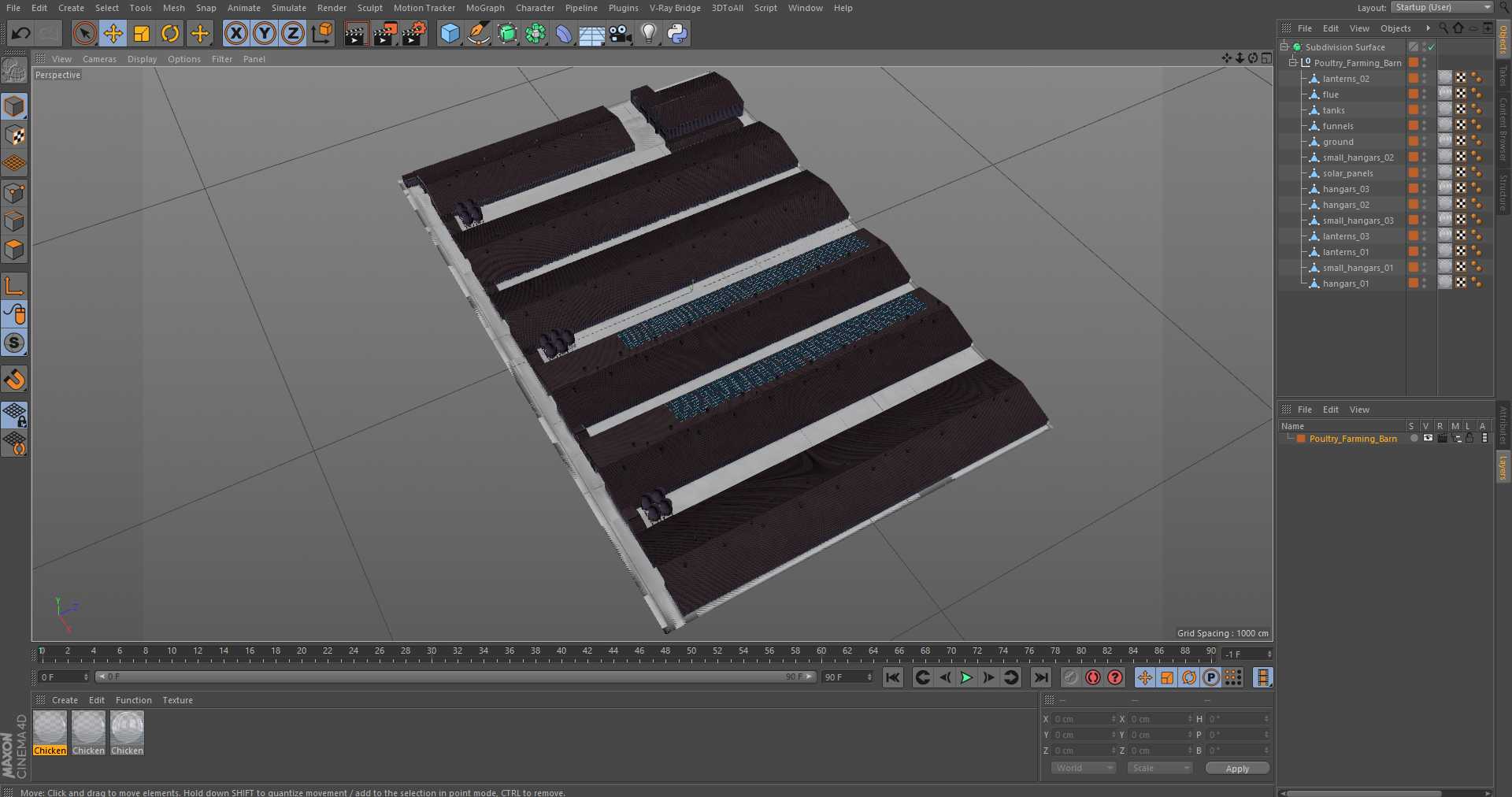 3D model Poultry Farming Barn