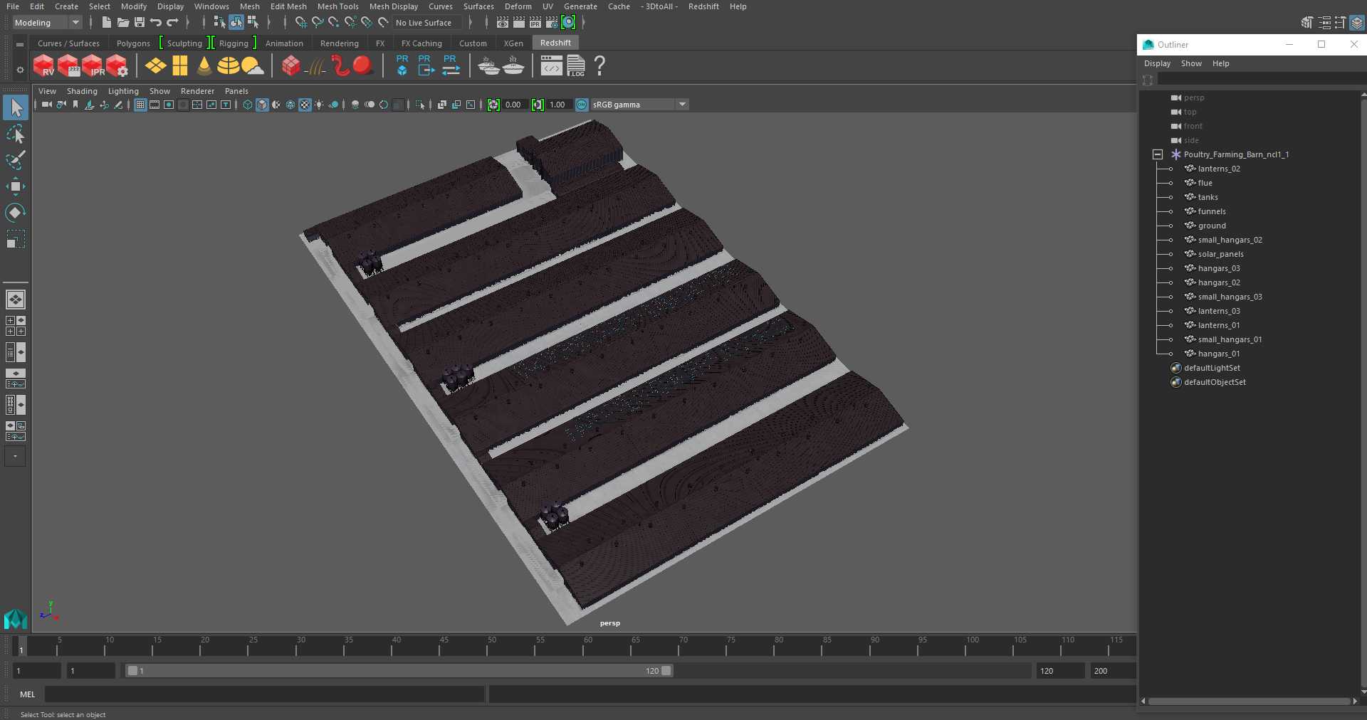 3D model Poultry Farming Barn
