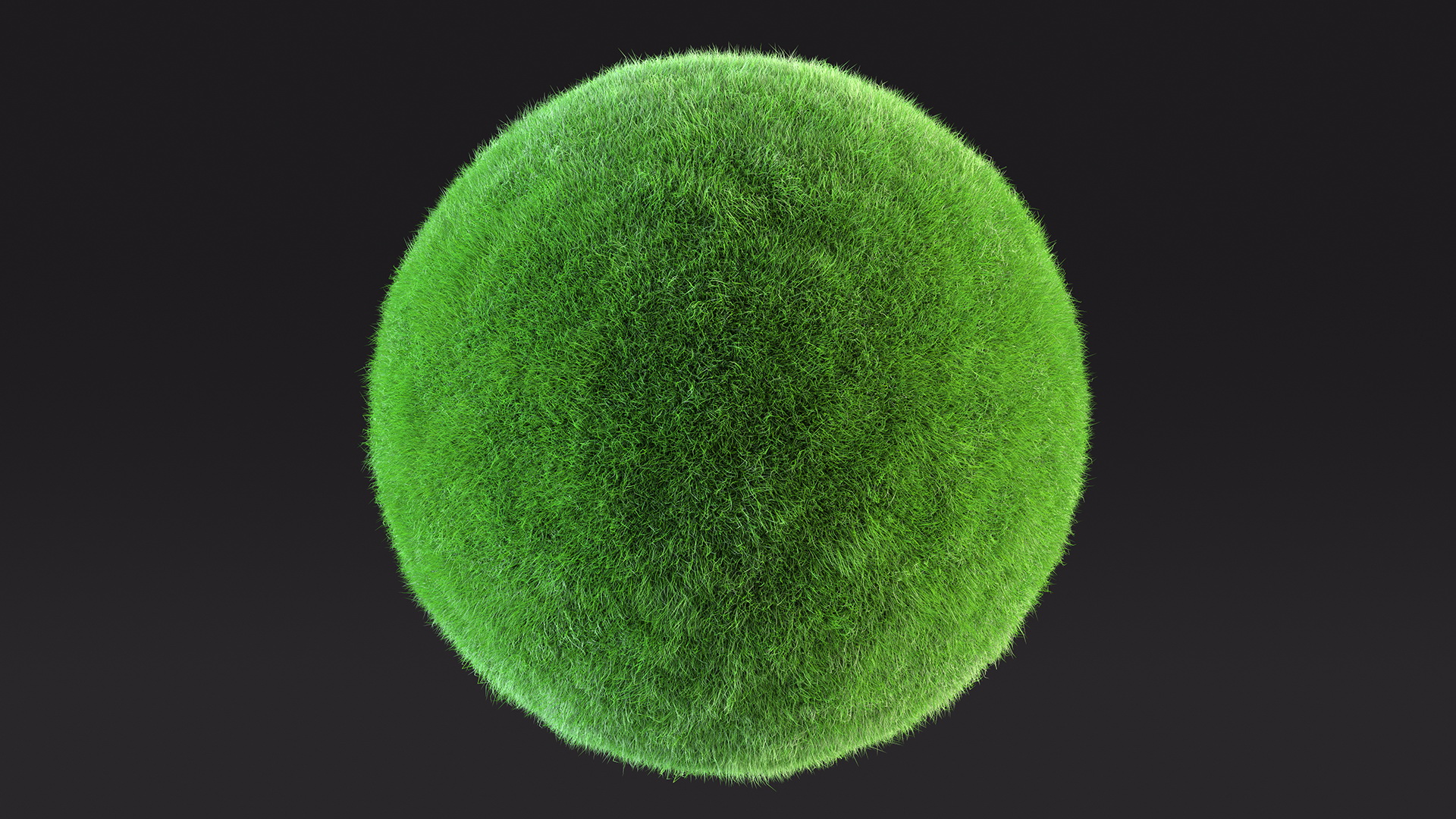 3D model Sphere Covered with Green Grass Fur