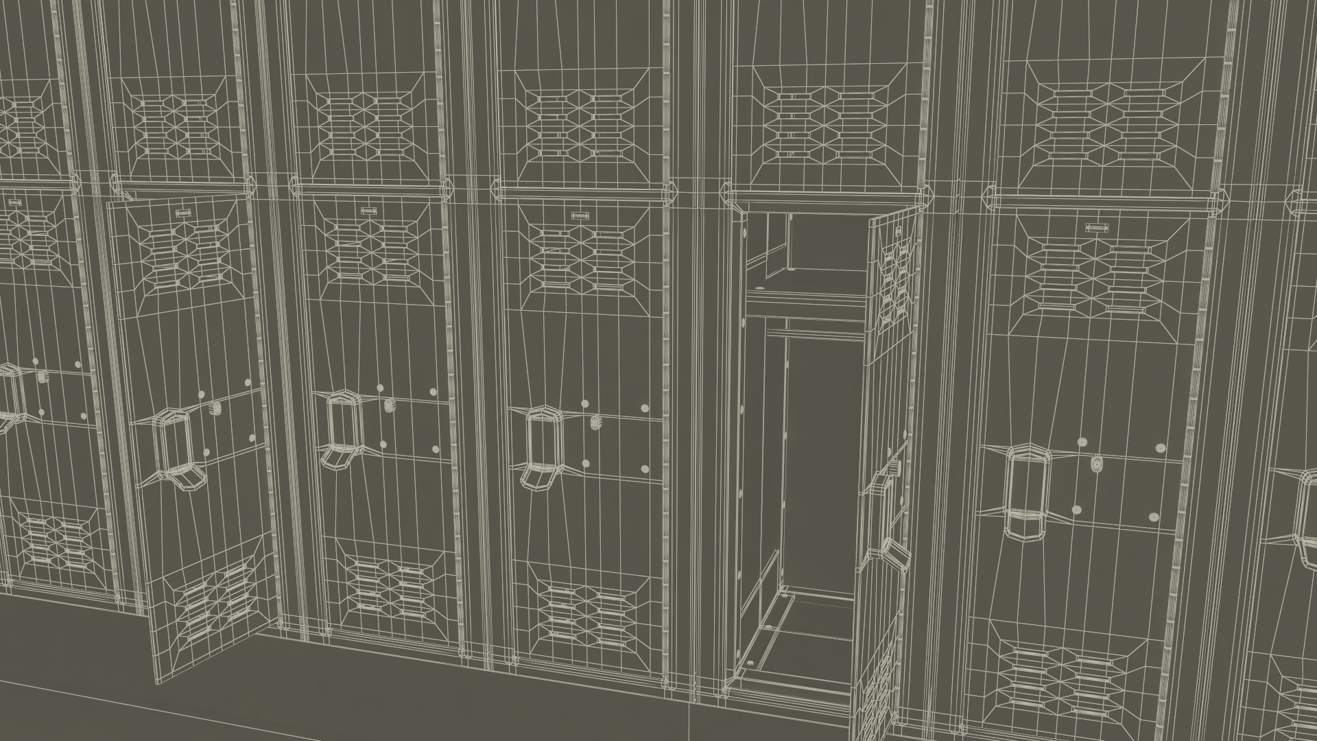 Metal Locker Boxes Room Green 3D model
