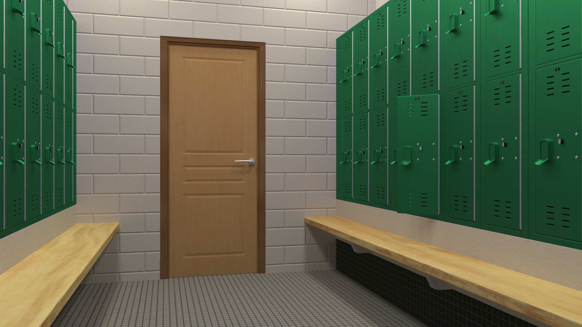 Metal Locker Boxes Room Green 3D model