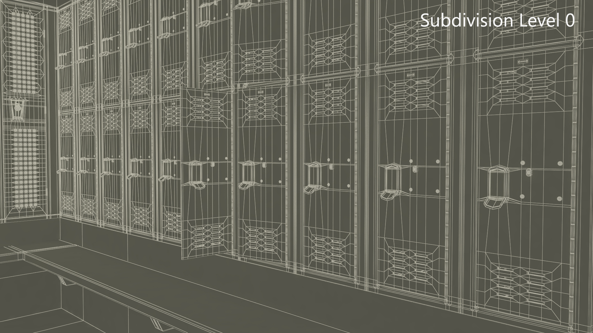 Metal Locker Boxes Room Green 3D model