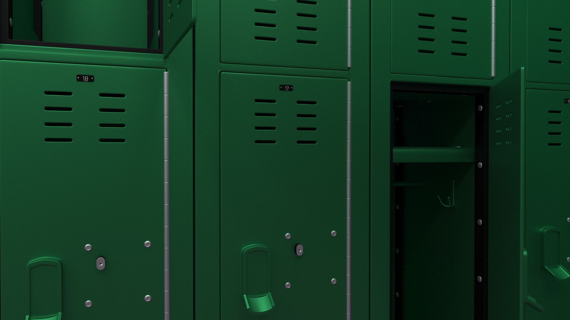 Metal Locker Boxes Room Green 3D model