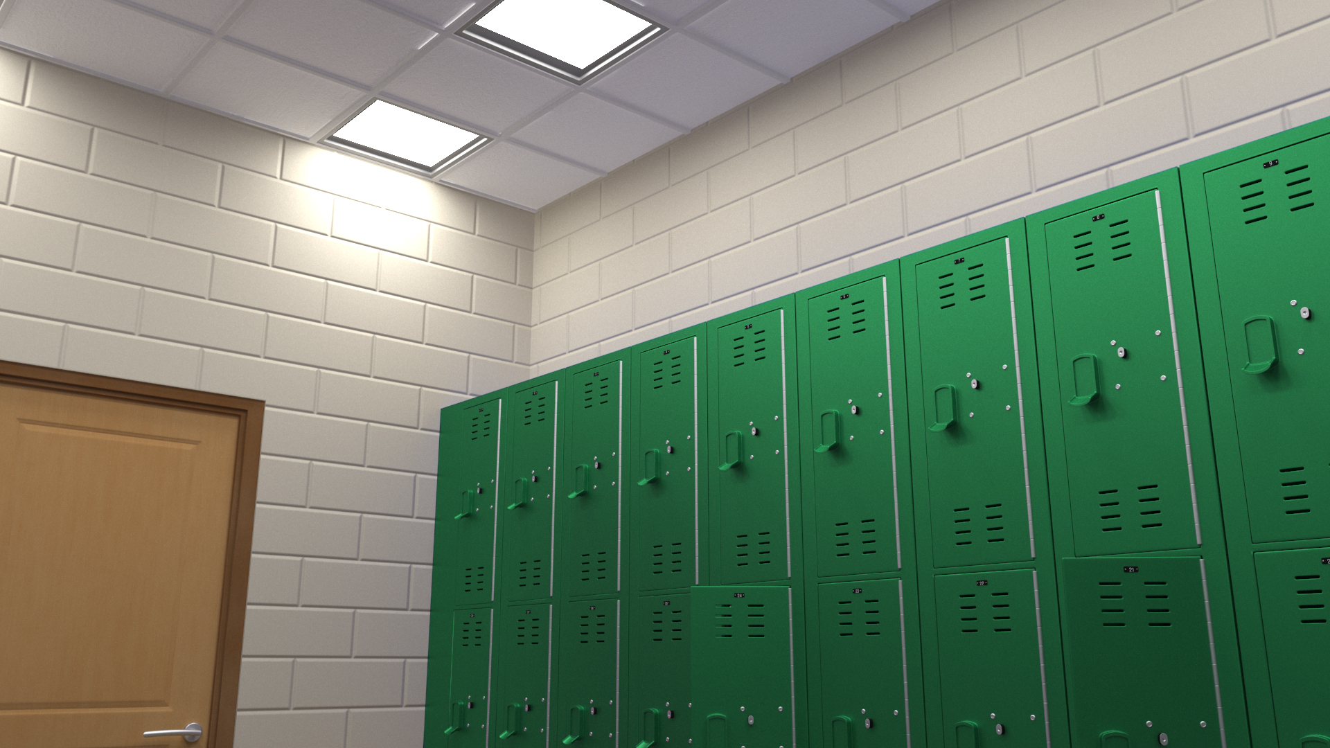Metal Locker Boxes Room Green 3D model