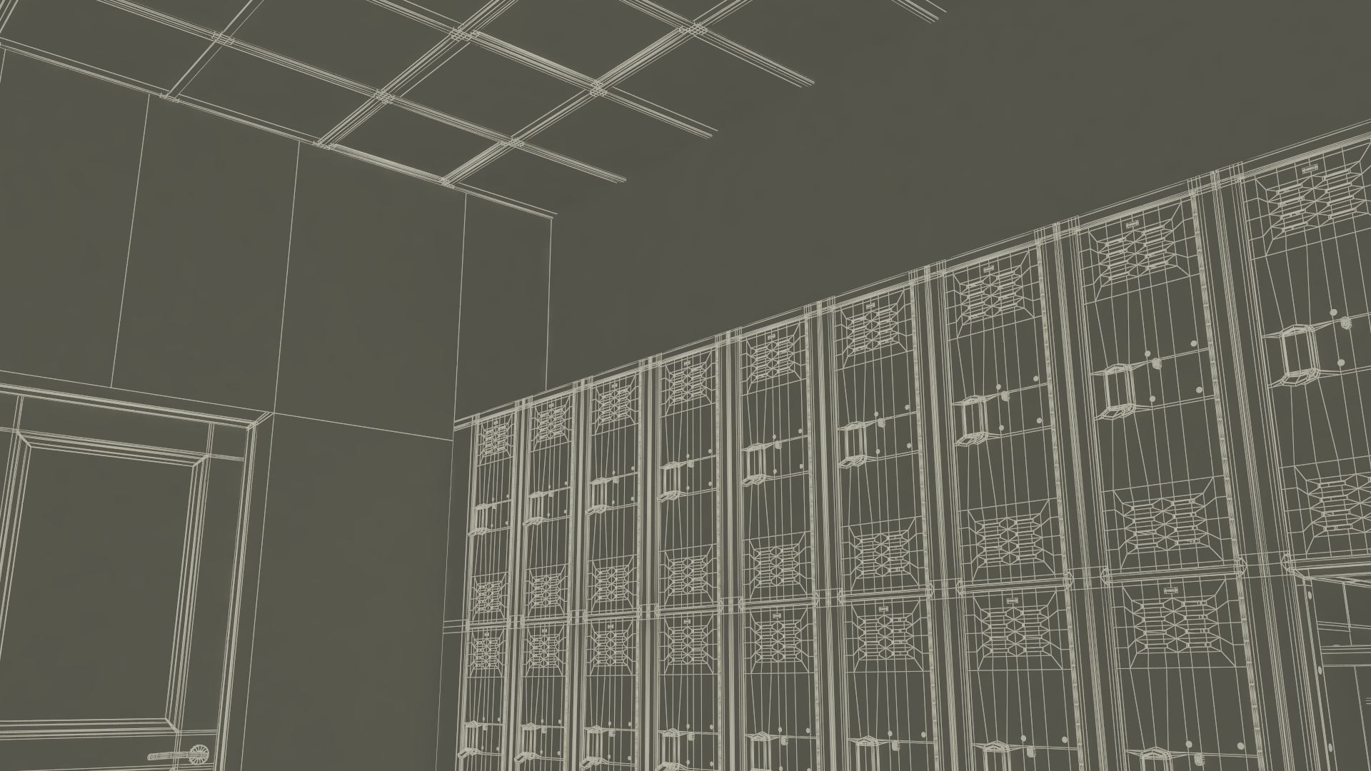 Metal Locker Boxes Room Green 3D model