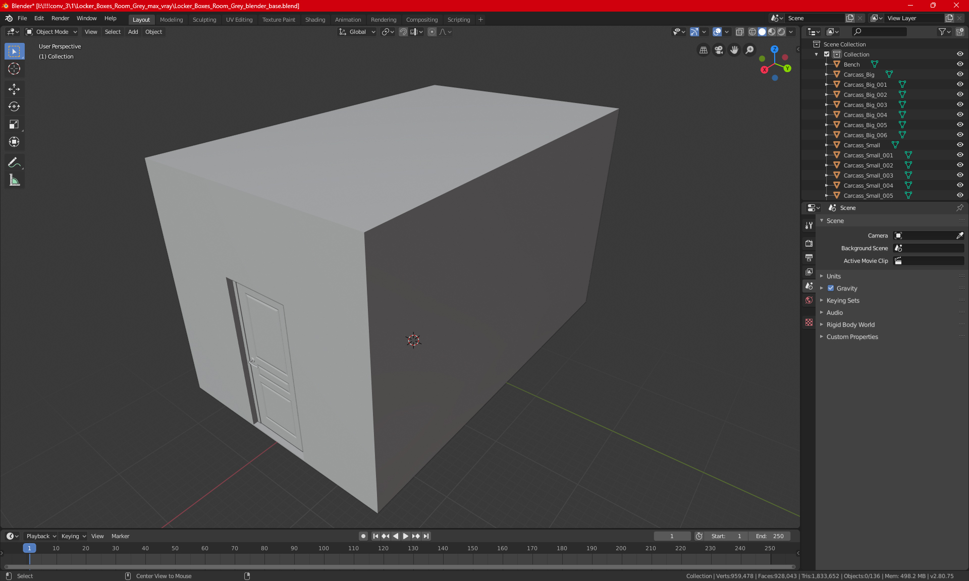 Metal Locker Boxes Room Green 3D model