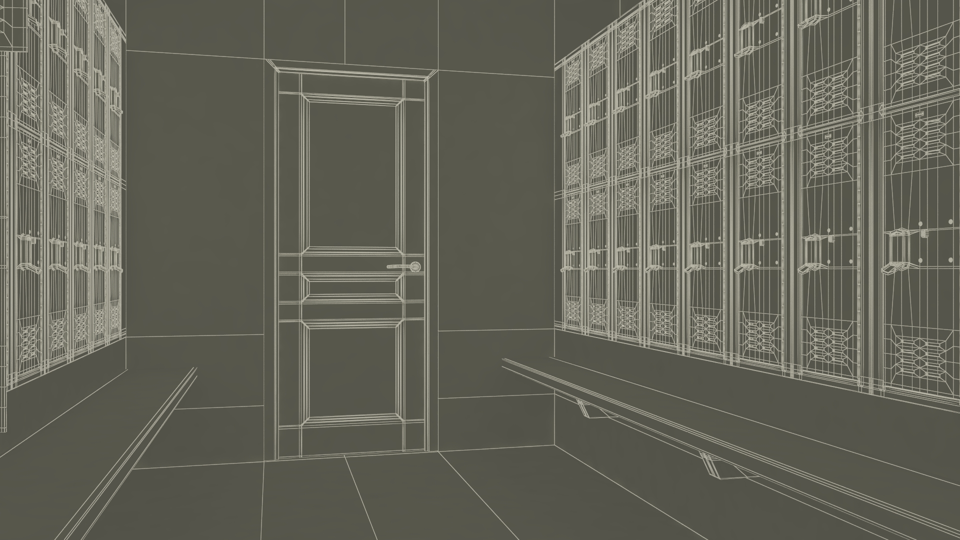 Metal Locker Boxes Room Green 3D model