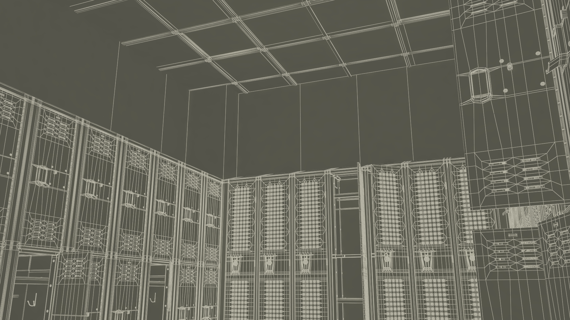 Metal Locker Boxes Room Green 3D model