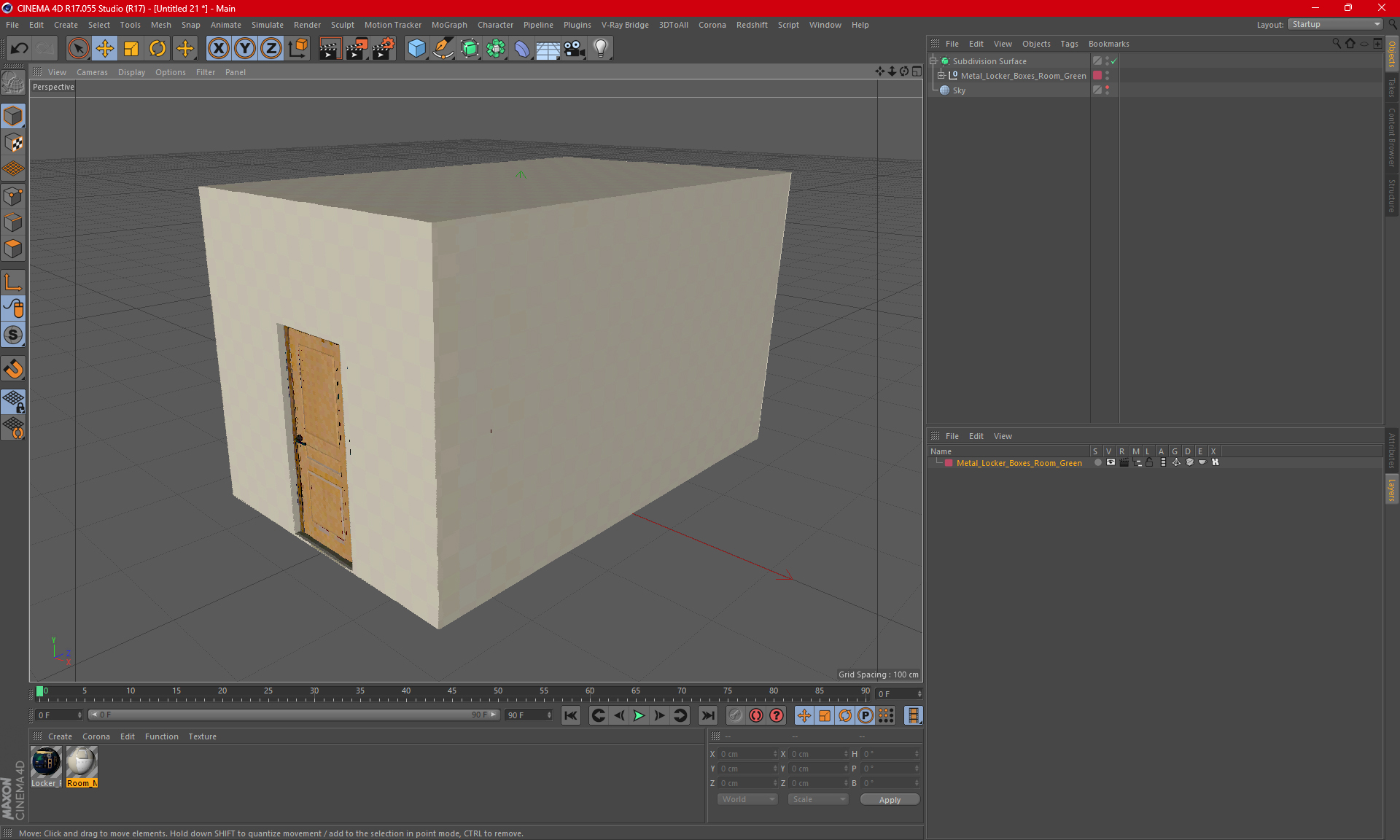 Metal Locker Boxes Room Green 3D model