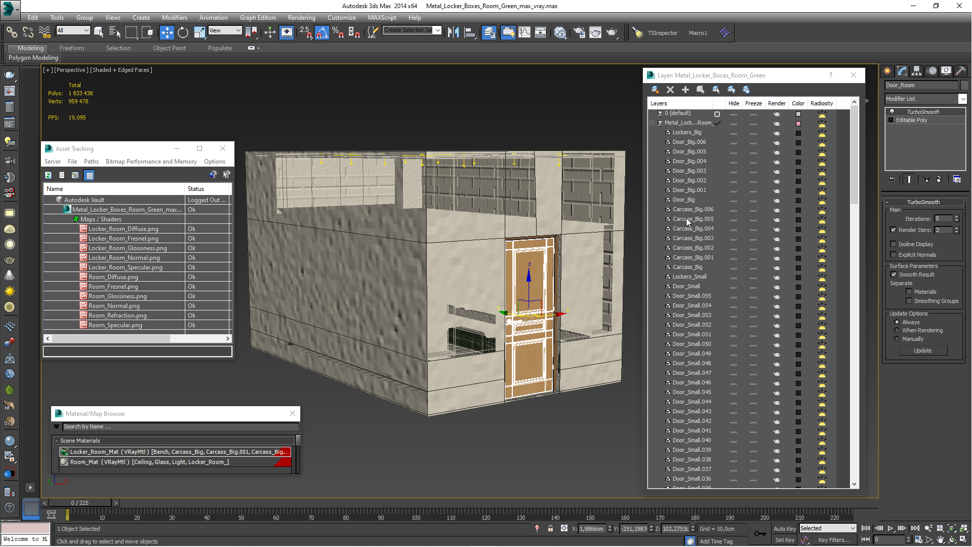 Metal Locker Boxes Room Green 3D model