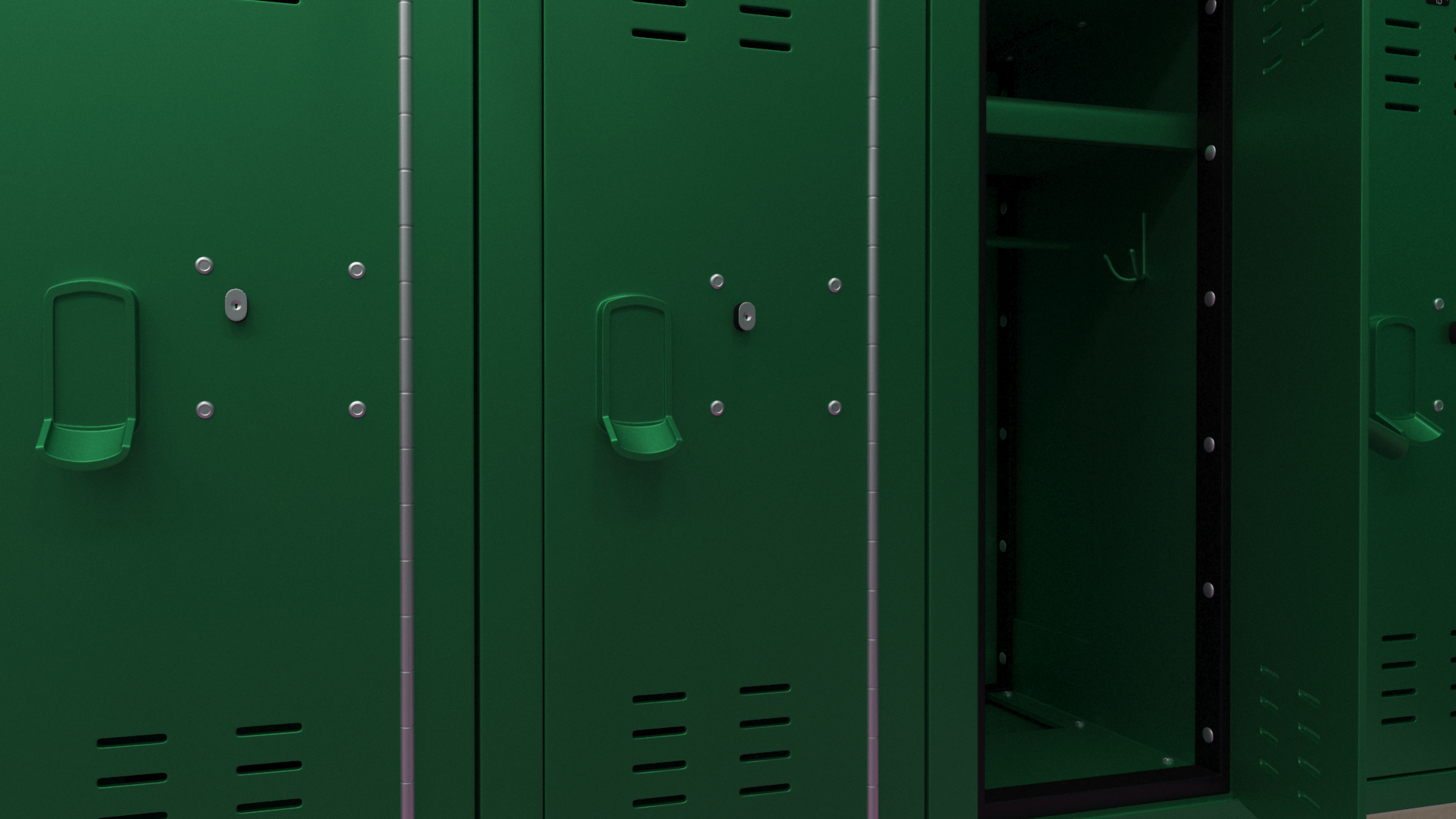 Metal Locker Boxes Room Green 3D model