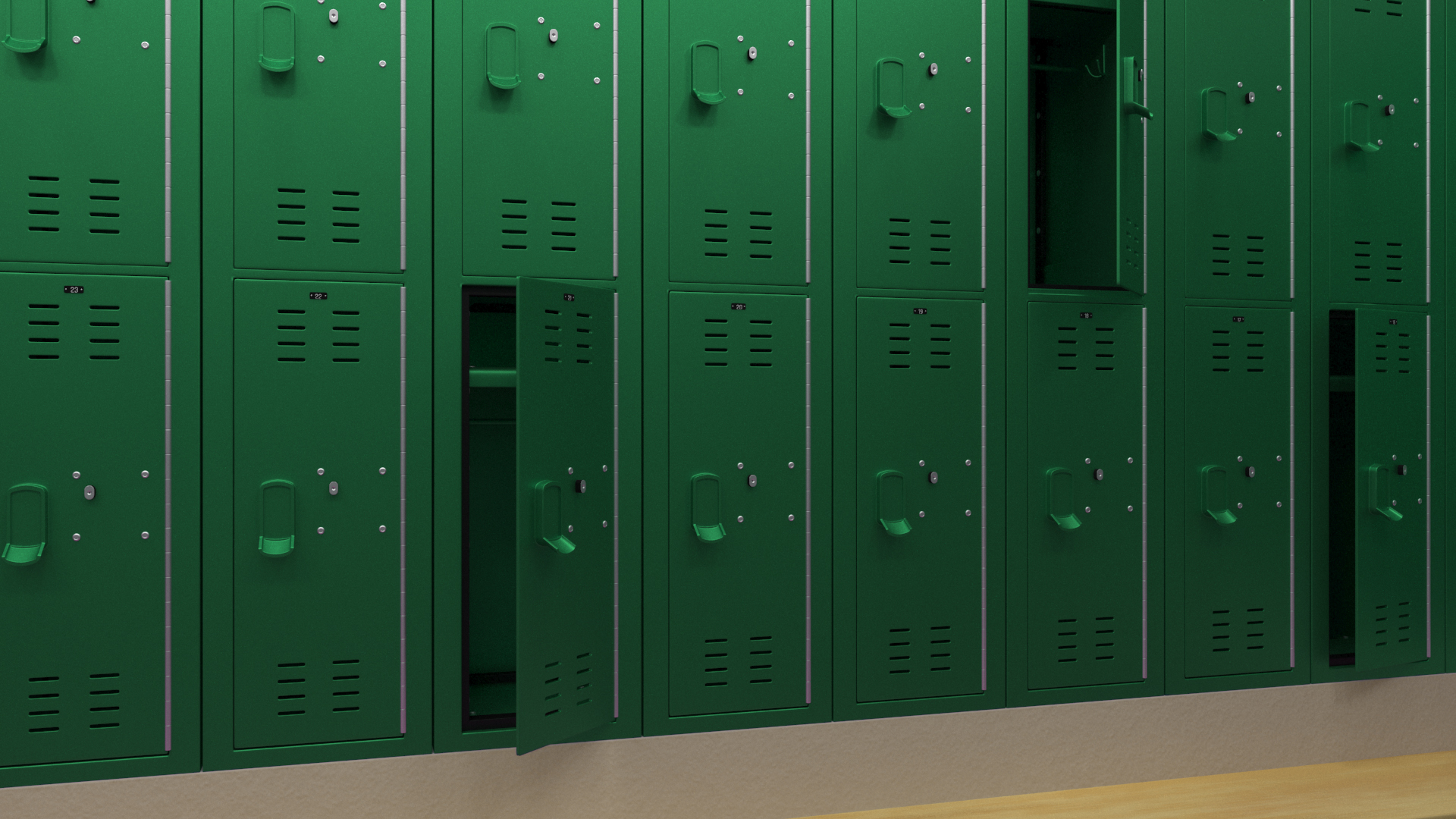 Metal Locker Boxes Room Green 3D model