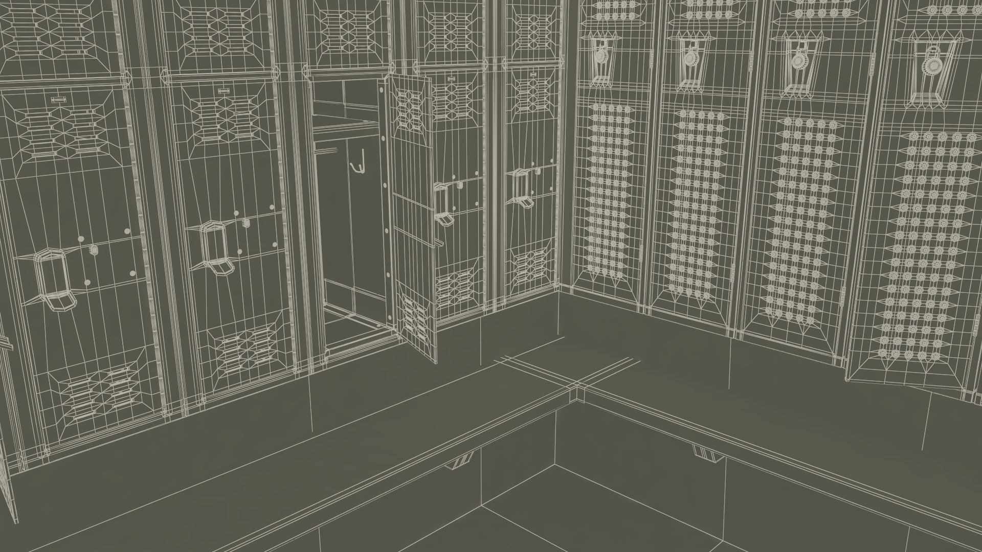 Metal Locker Boxes Room Green 3D model