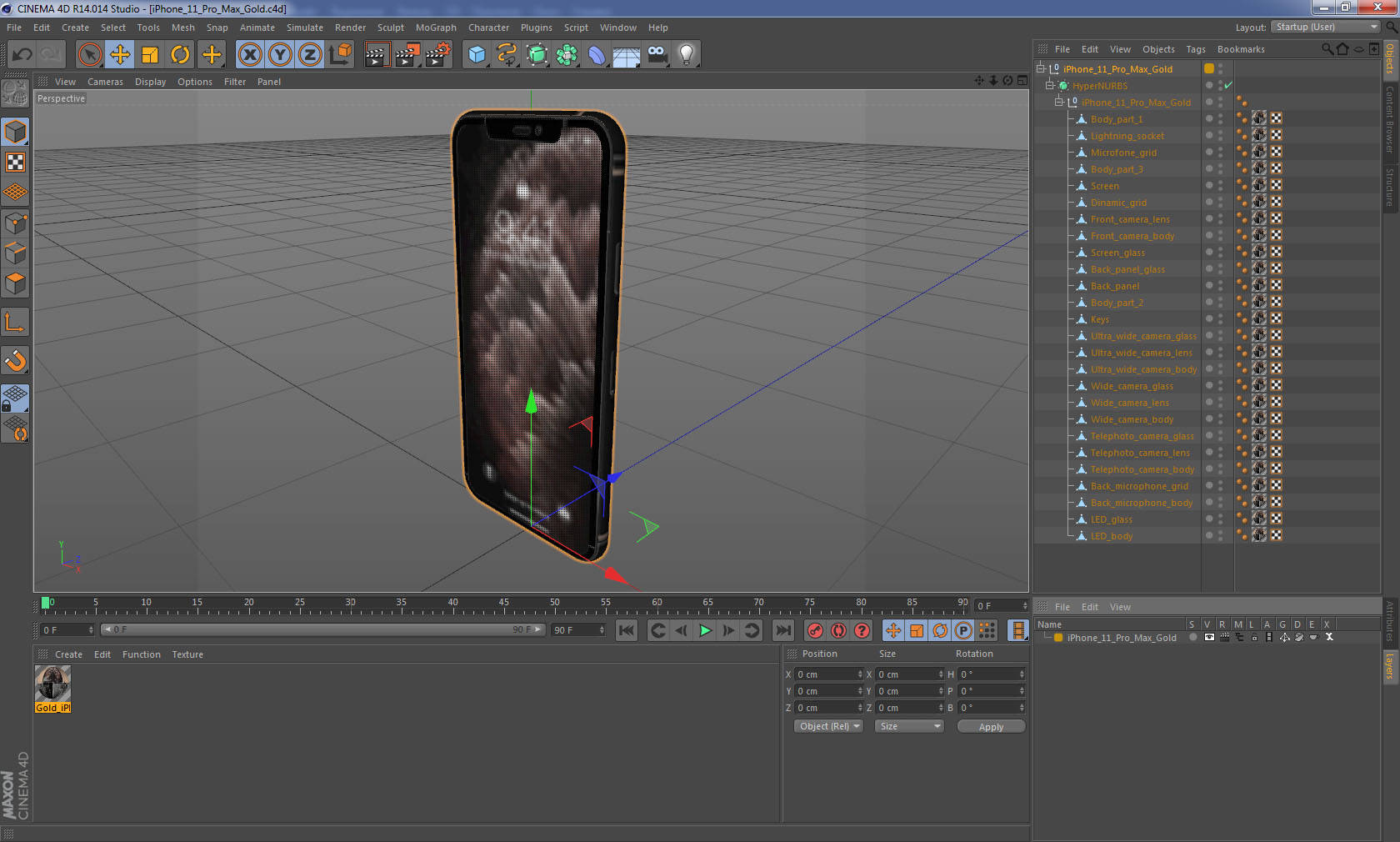 iPhone 11 Pro Max Gold 3D