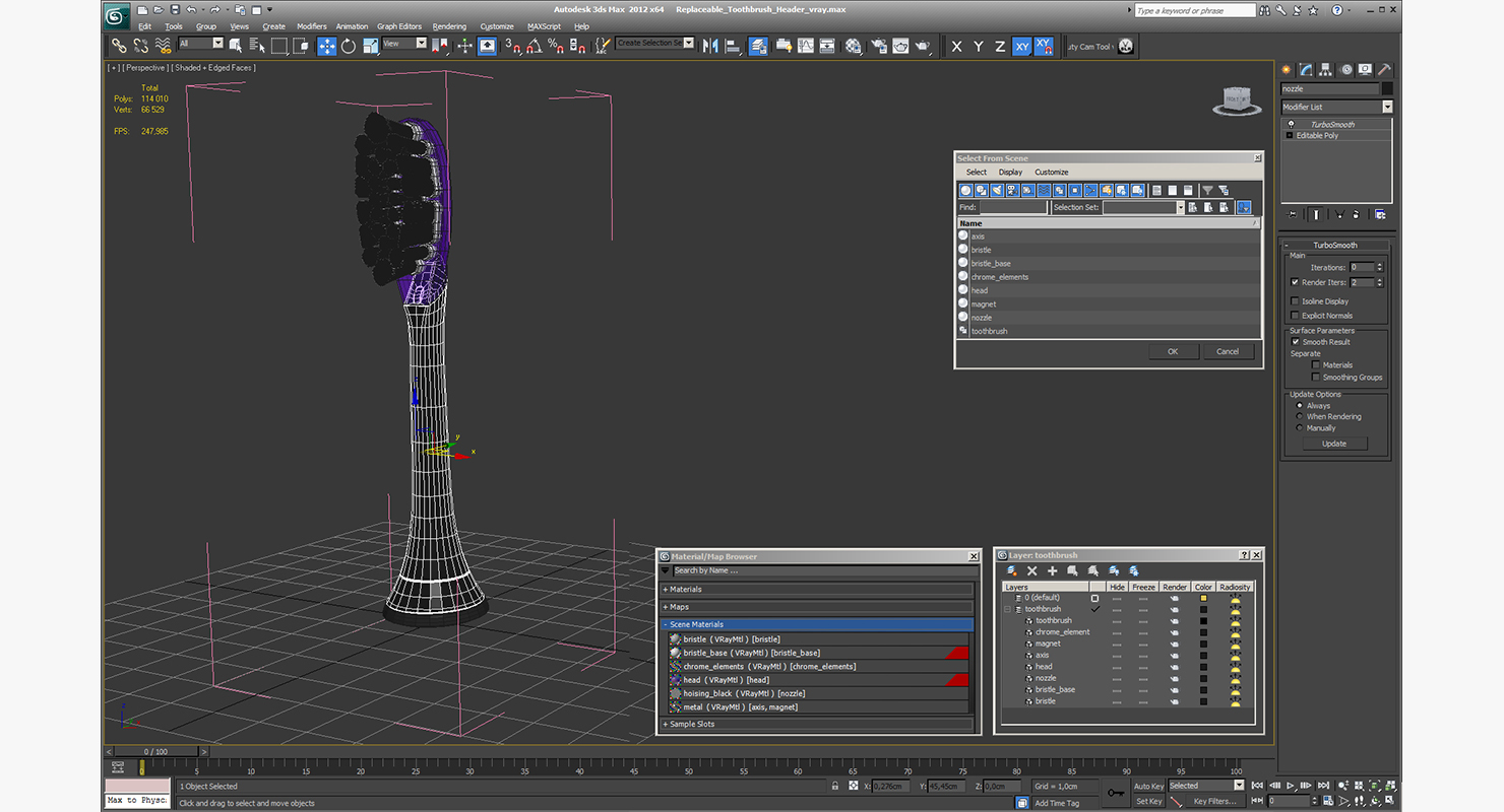 Replaceable Toothbrush Header 3D model
