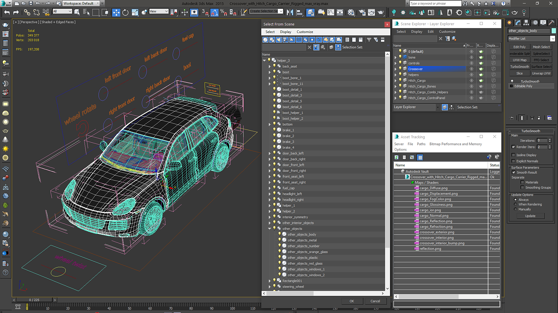 3D Crossover with Hitch Cargo Carrier Rigged